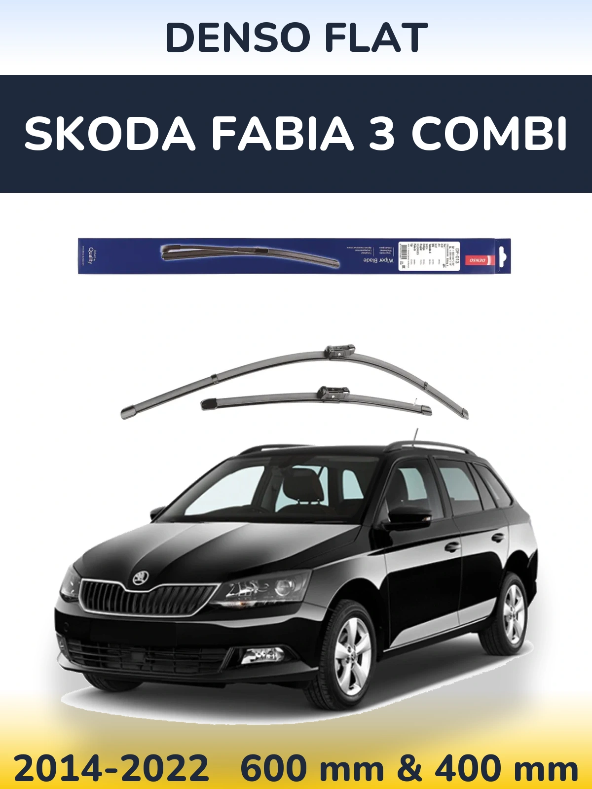 Komplet przednich wycieraczek Denso Flat 600 & 380 mm do Skoda Fabia 3 Combi 2014-2022