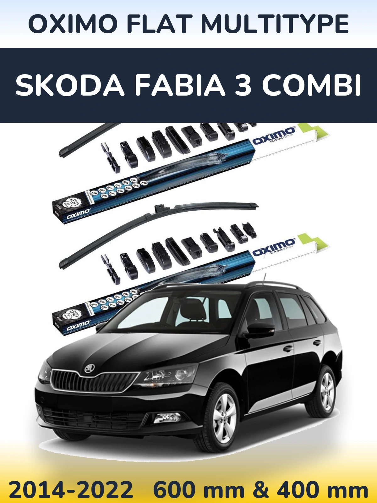 Komplet przednich wycieraczek Oximo Flat MultiType 600 & 400 mm do Skoda Fabia 3 Combi 2014-2022