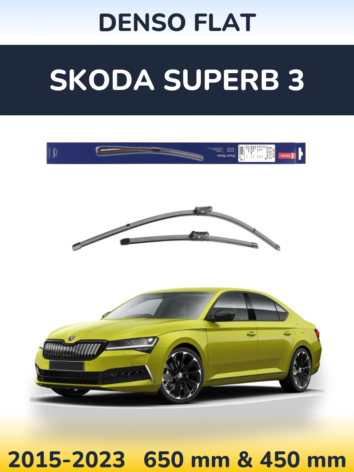 Komplet przednich wycieraczek Denso Flat 650 & 450 mm do Skoda Superb 3 2015-2023