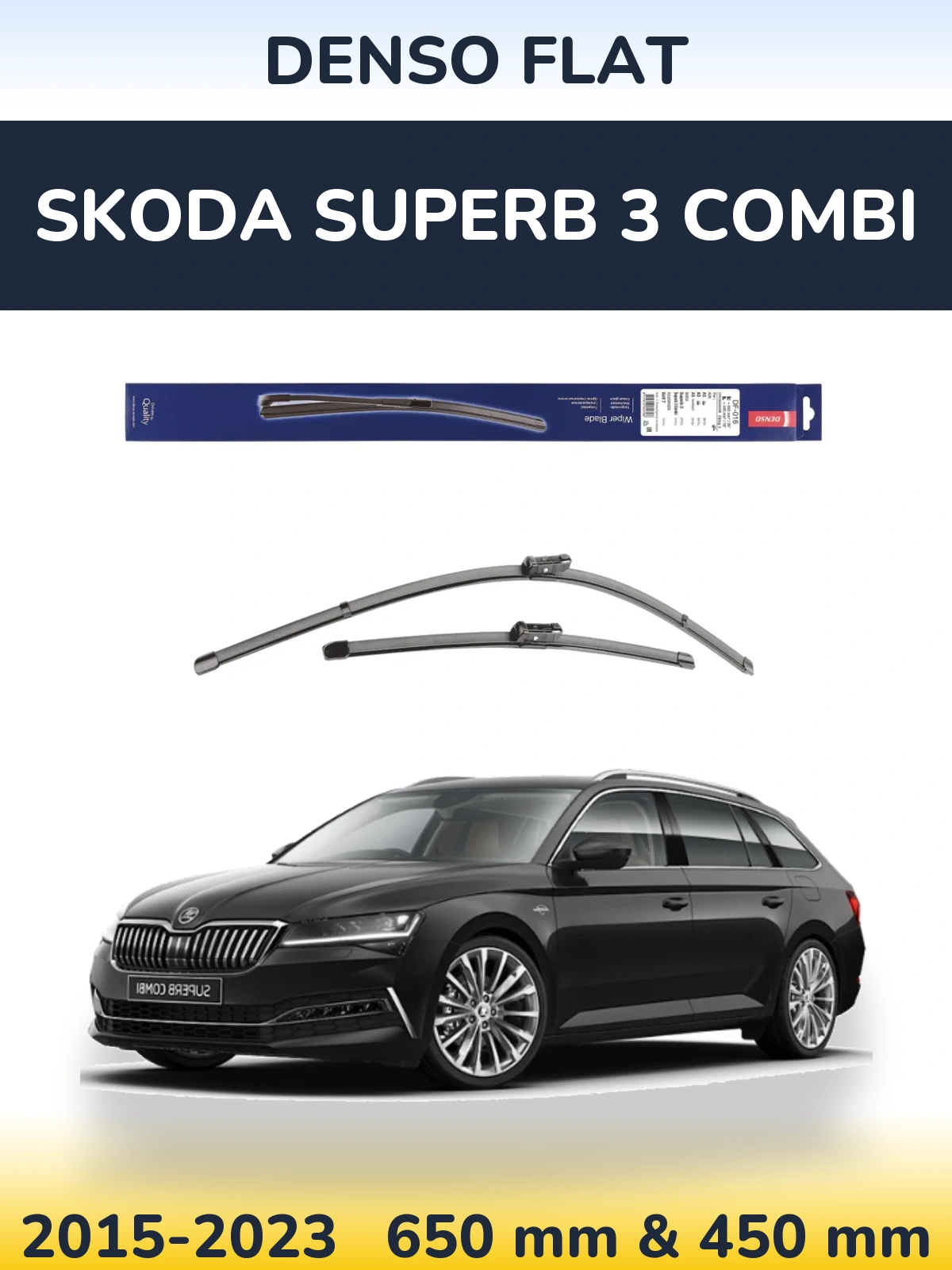 Комплект передних дворников Denso Flat 650 & 450 мм для Skoda Superb 3 Combi 2015-2023