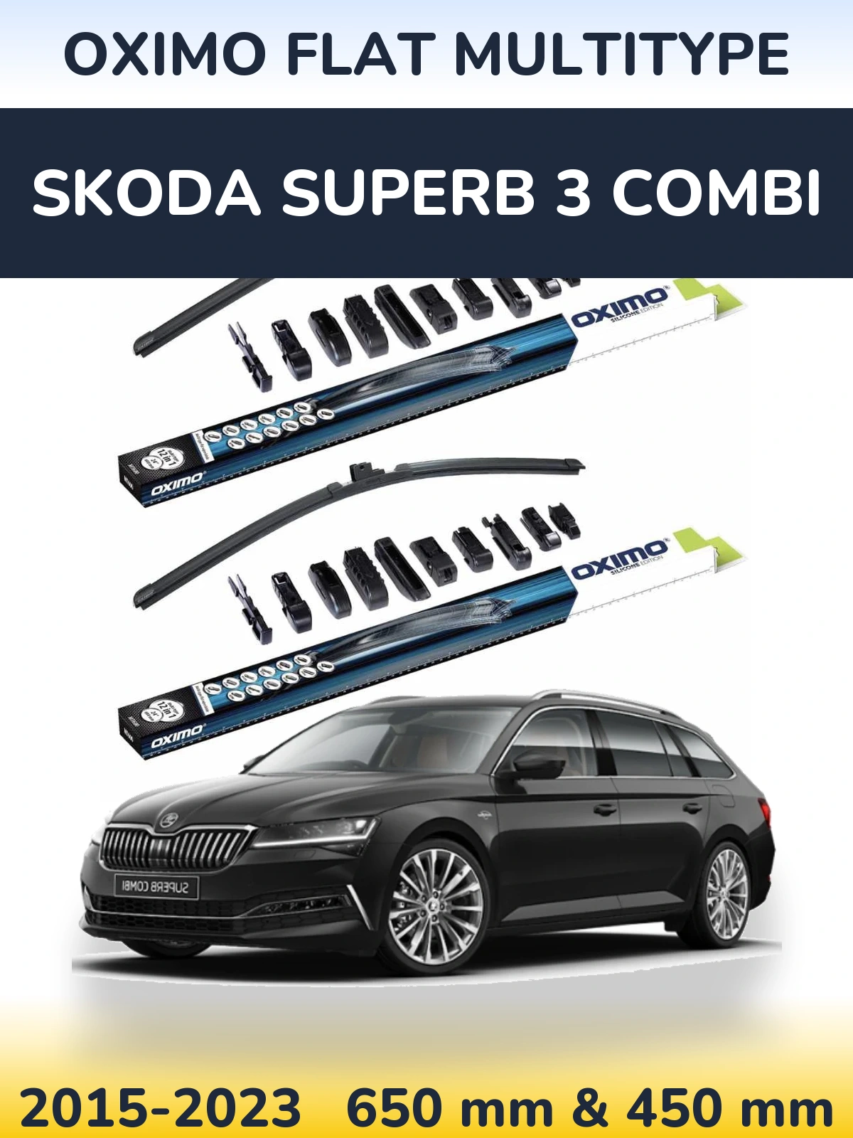 Komplet przednich wycieraczek Oximo Flat MultiType 650 & 450 mm do Skoda Superb 3 Combi 2015-2023