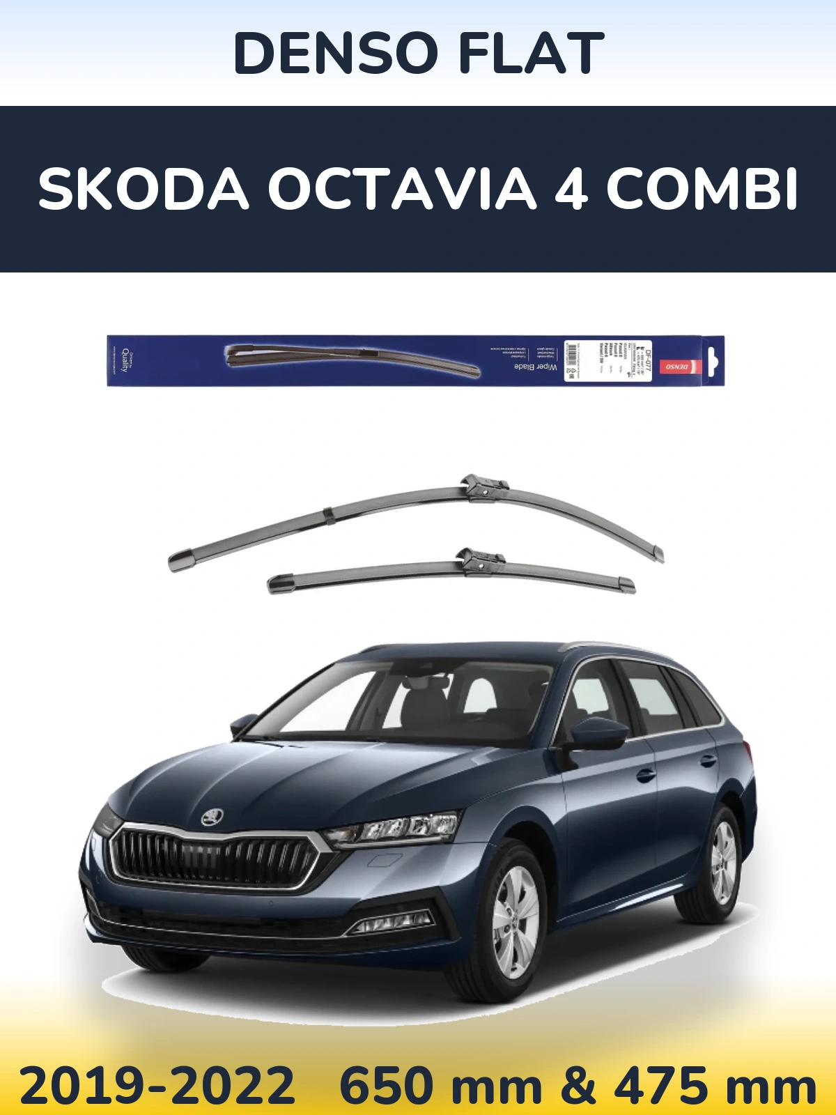 Komplet przednich wycieraczek Denso Flat 650 & 475 mm do Skoda Octavia 4 Combi 2019-2022