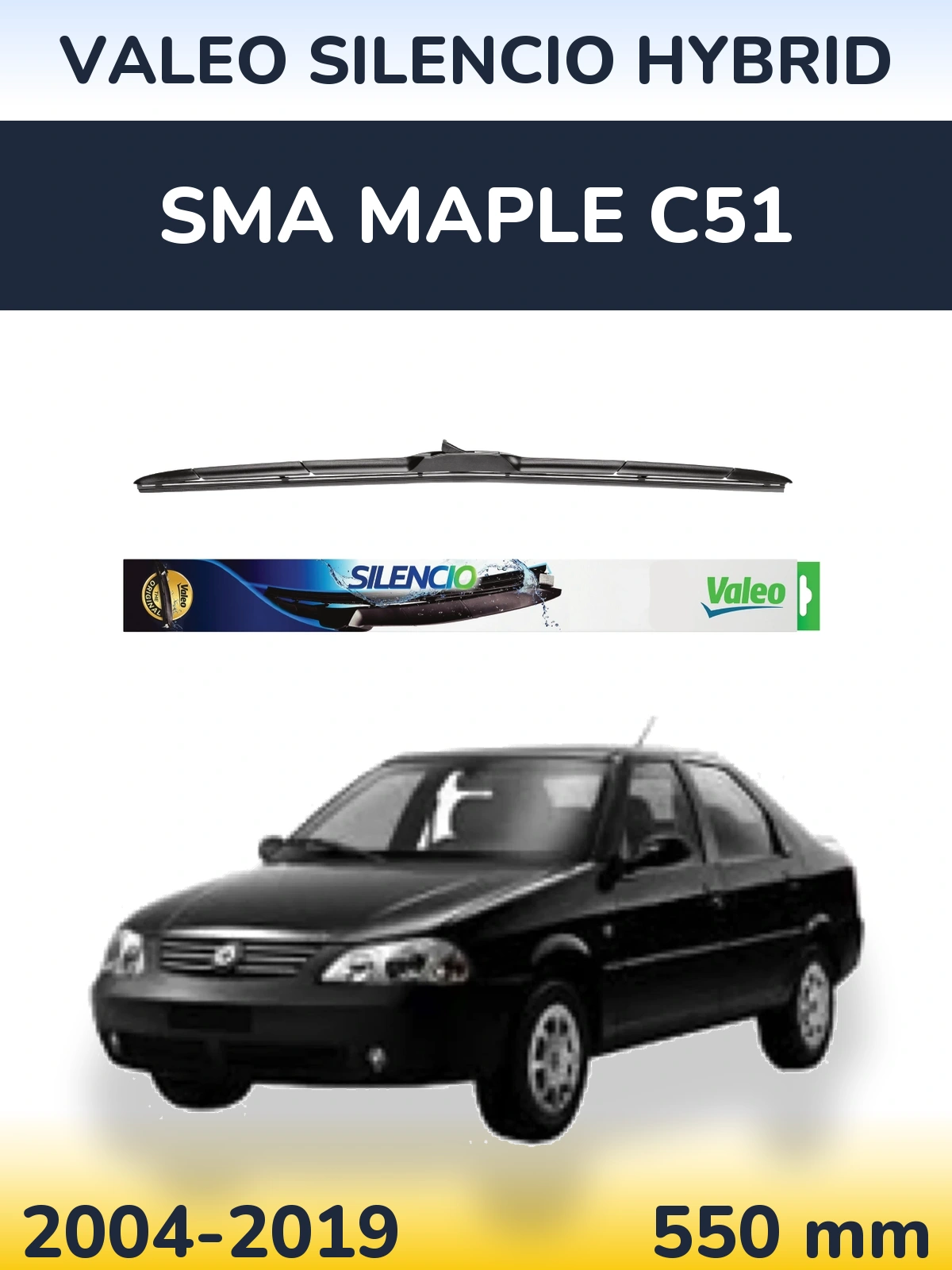 Przednia wycieraczka Valeo Silencio Hybrid 550 mm do SMA Maple C51 2004-2019