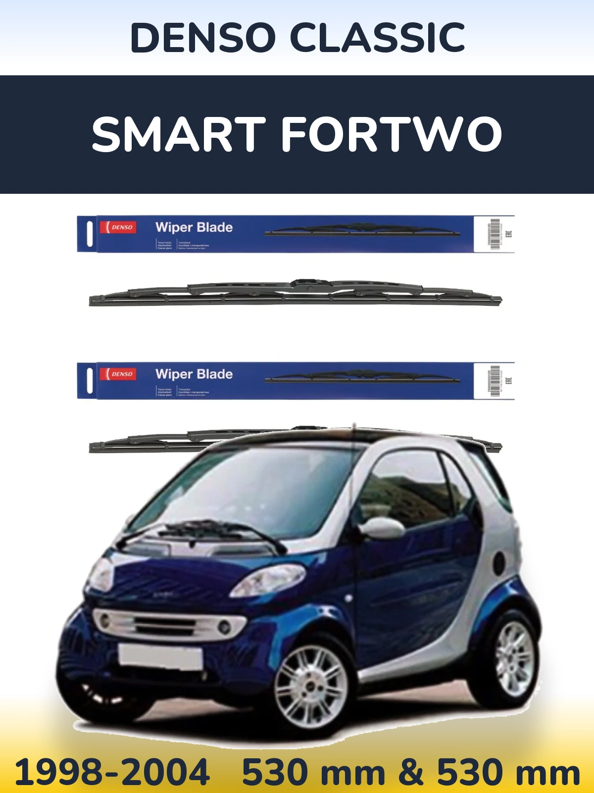 Komplet przednich wycieraczek Denso Classic 530 & 530 mm do Smart Fortwo 1998-2004