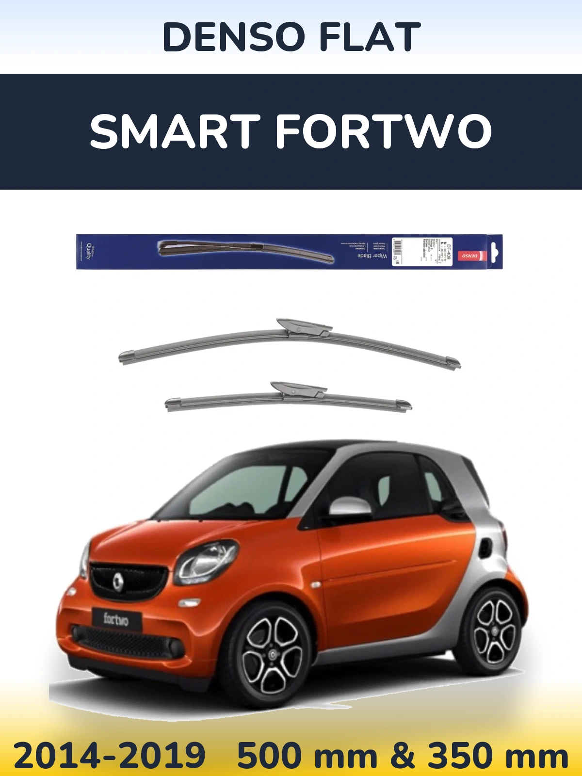 Komplet przednich wycieraczek Denso Flat 500 & 350 mm do Smart Fortwo 2014-2019