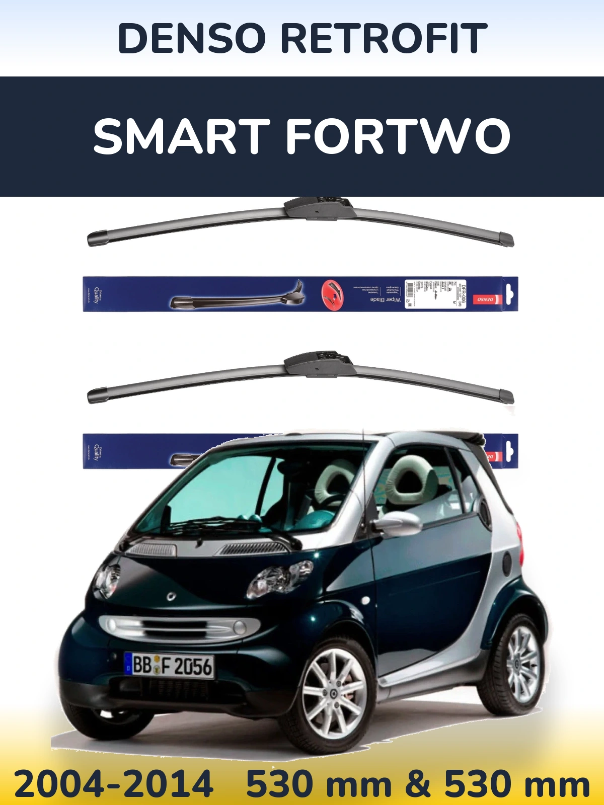 Komplet przednich wycieraczek Denso Retrofit 530 & 530 mm do Smart Fortwo 2004-2014