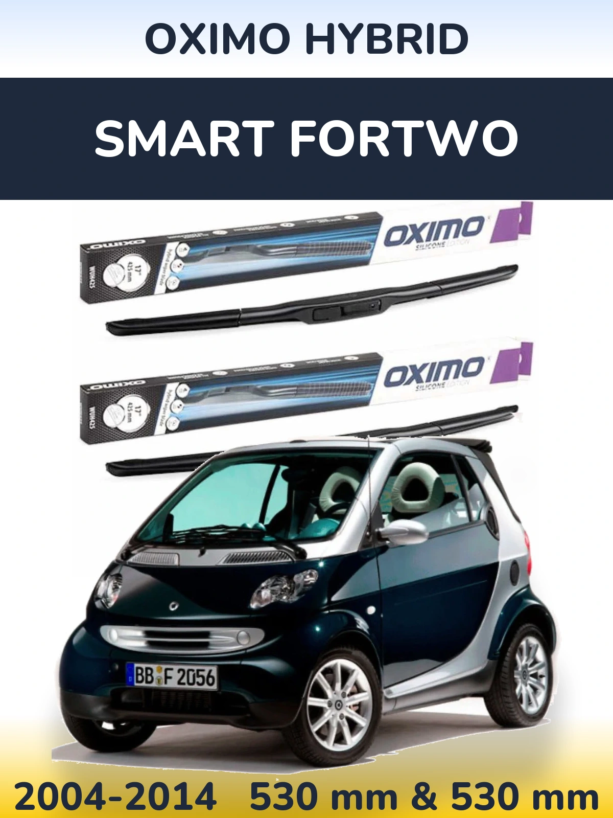 Komplet przednich wycieraczek Oximo Hybrid 530 & 530 mm do Smart Fortwo 2004-2014