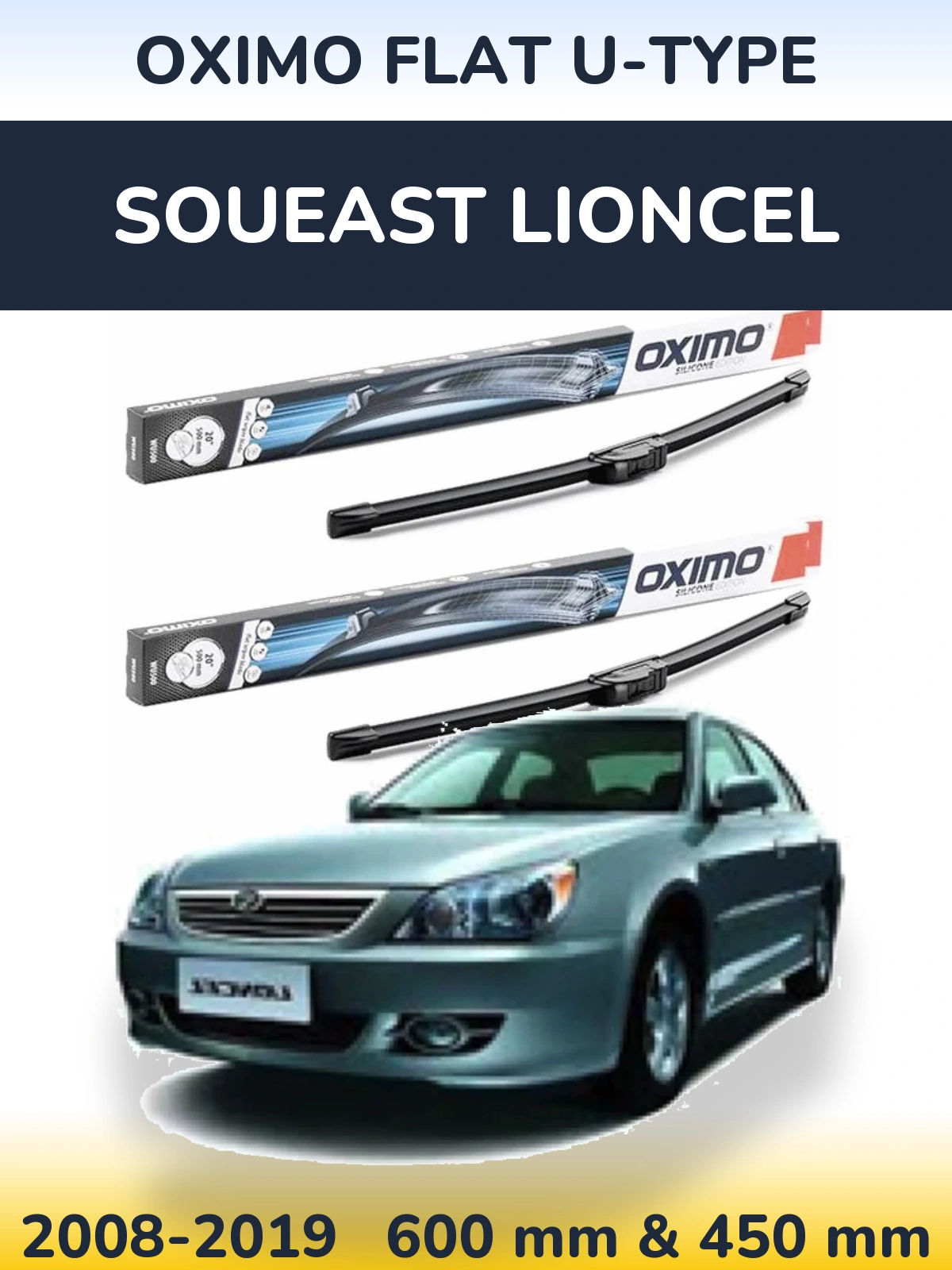 Комплект передних дворников Oximo Flat U-type 600 & 450 мм для Soueast Lioncel 2008-2019
