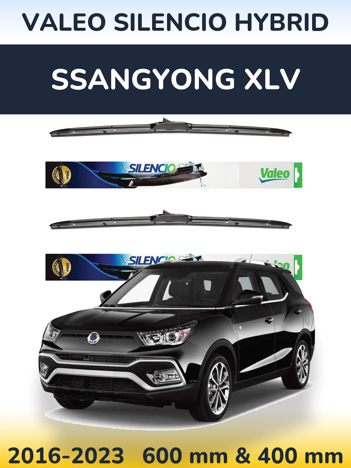 Комплект передних дворников Valeo Silencio Hybrid 600 & 400 мм для SsangYong XLV 2016-2023