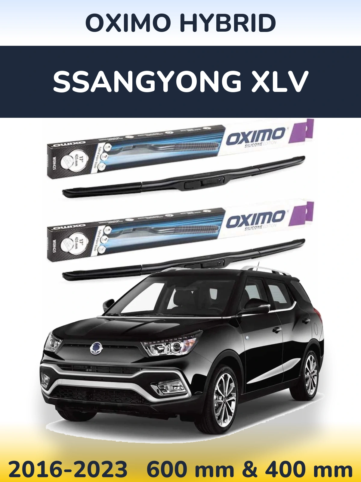 Комплект передних дворников Oximo Hybrid 600 & 400 мм для SsangYong XLV 2016-2023