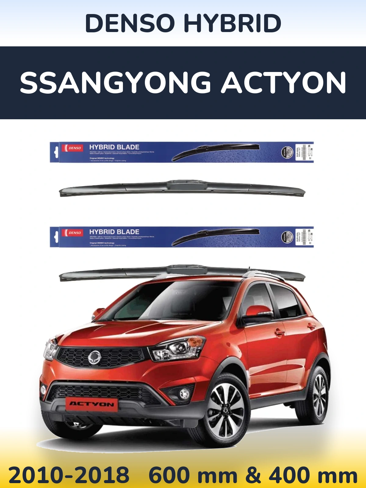 Komplet przednich wycieraczek Denso Hybrid 600 & 400 mm do SsangYong Actyon 2010-2018
