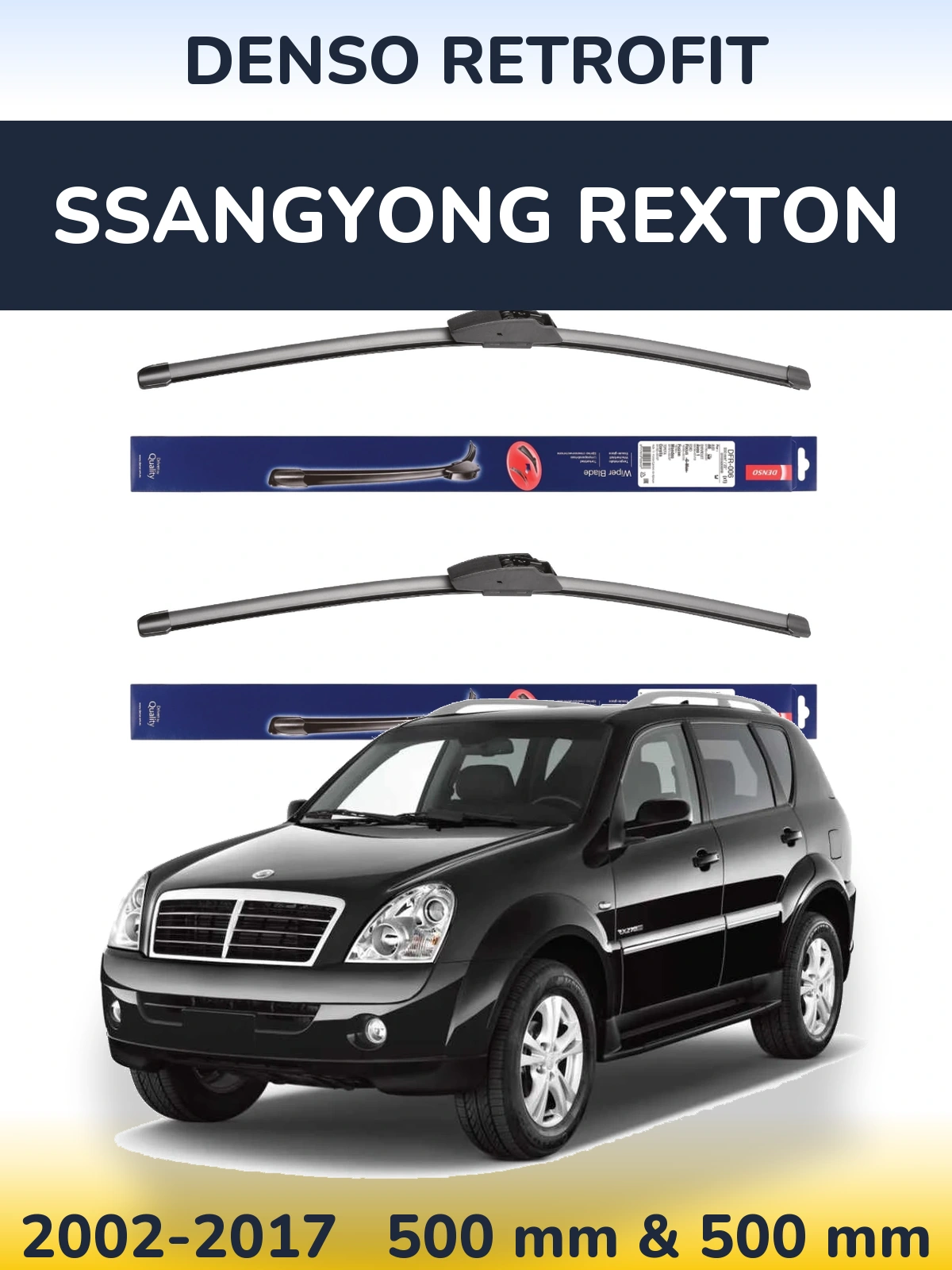 Комплект передних дворников Denso Retrofit 500 & 500 мм для SsangYong Rexton 2002-2017