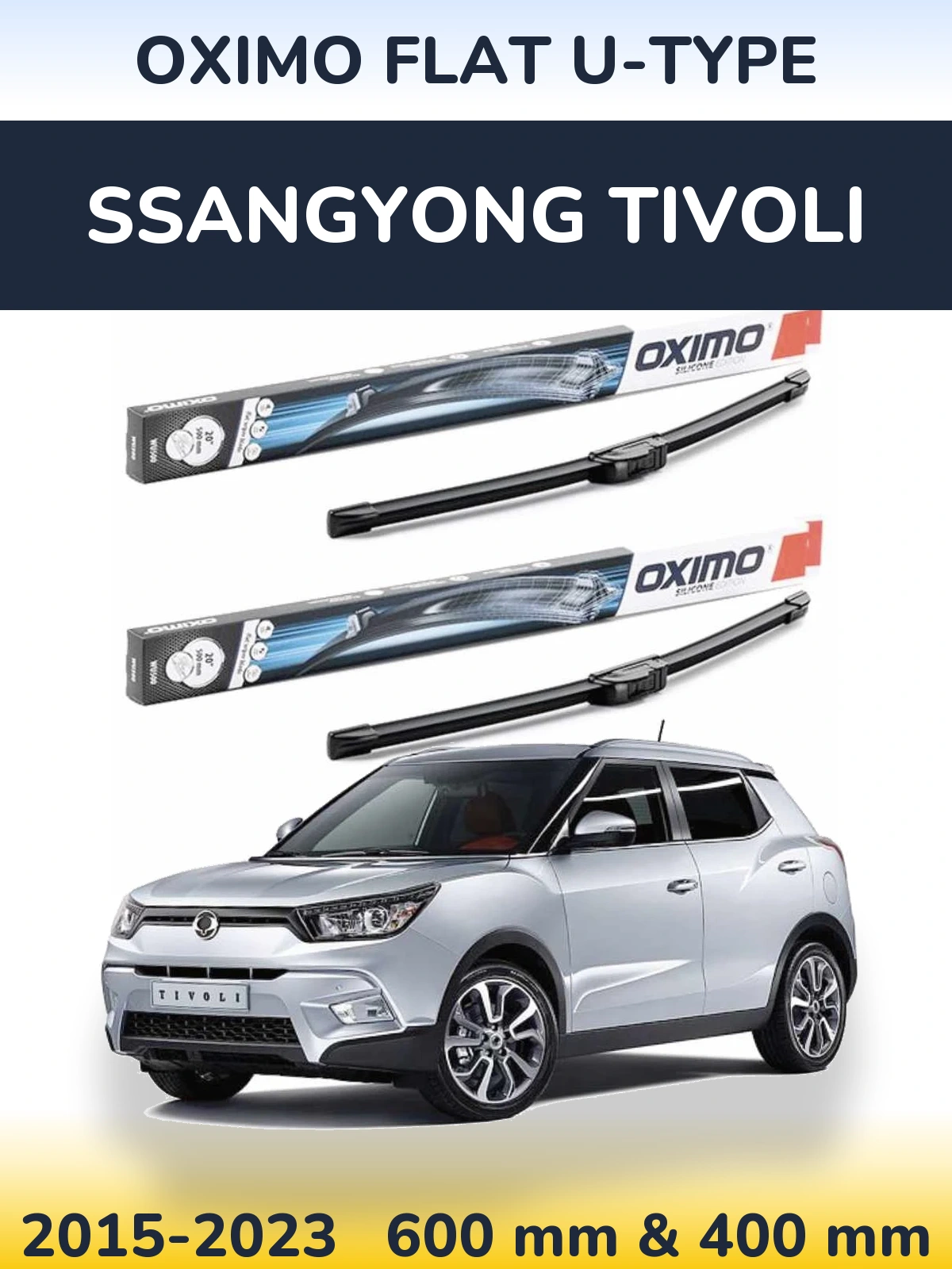 Komplet przednich wycieraczek Oximo Flat U-type 600 & 400 mm do SsangYong Tivoli 2015-2023
