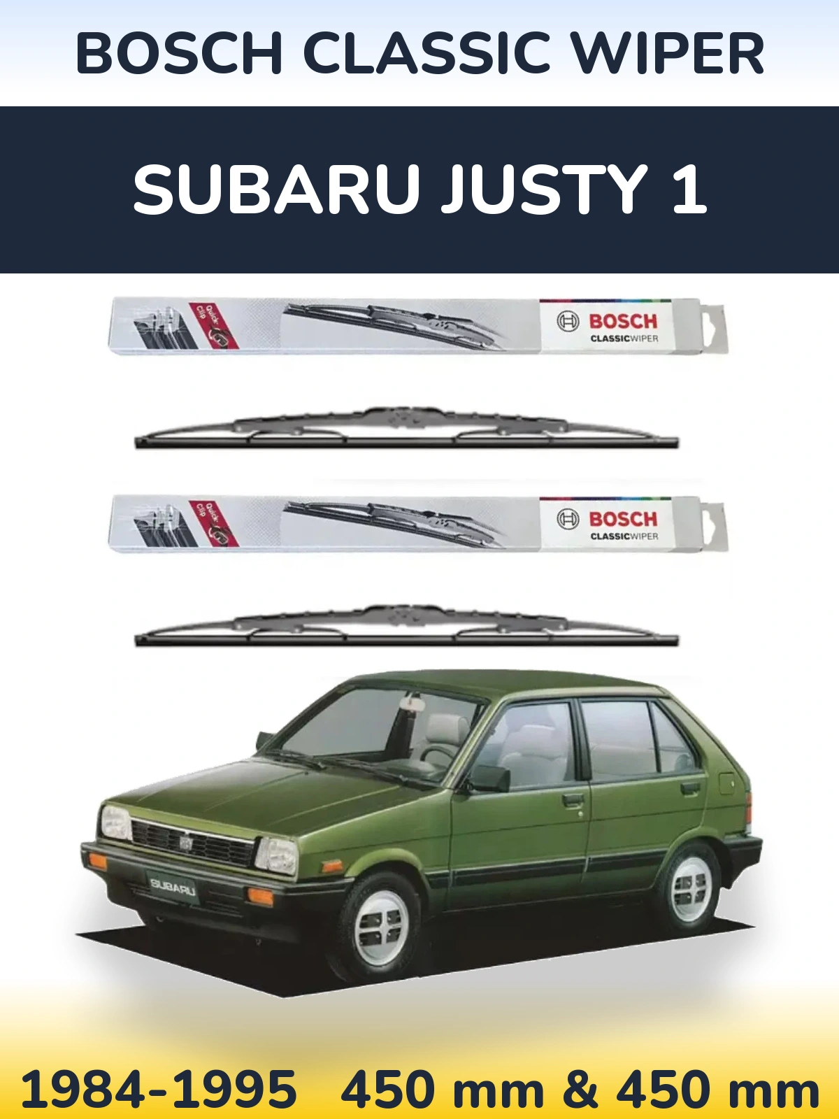 Комплект передних дворников BOSCH Classic Wiper 450 & 450 мм для Subaru Justy 1 1984-1995
