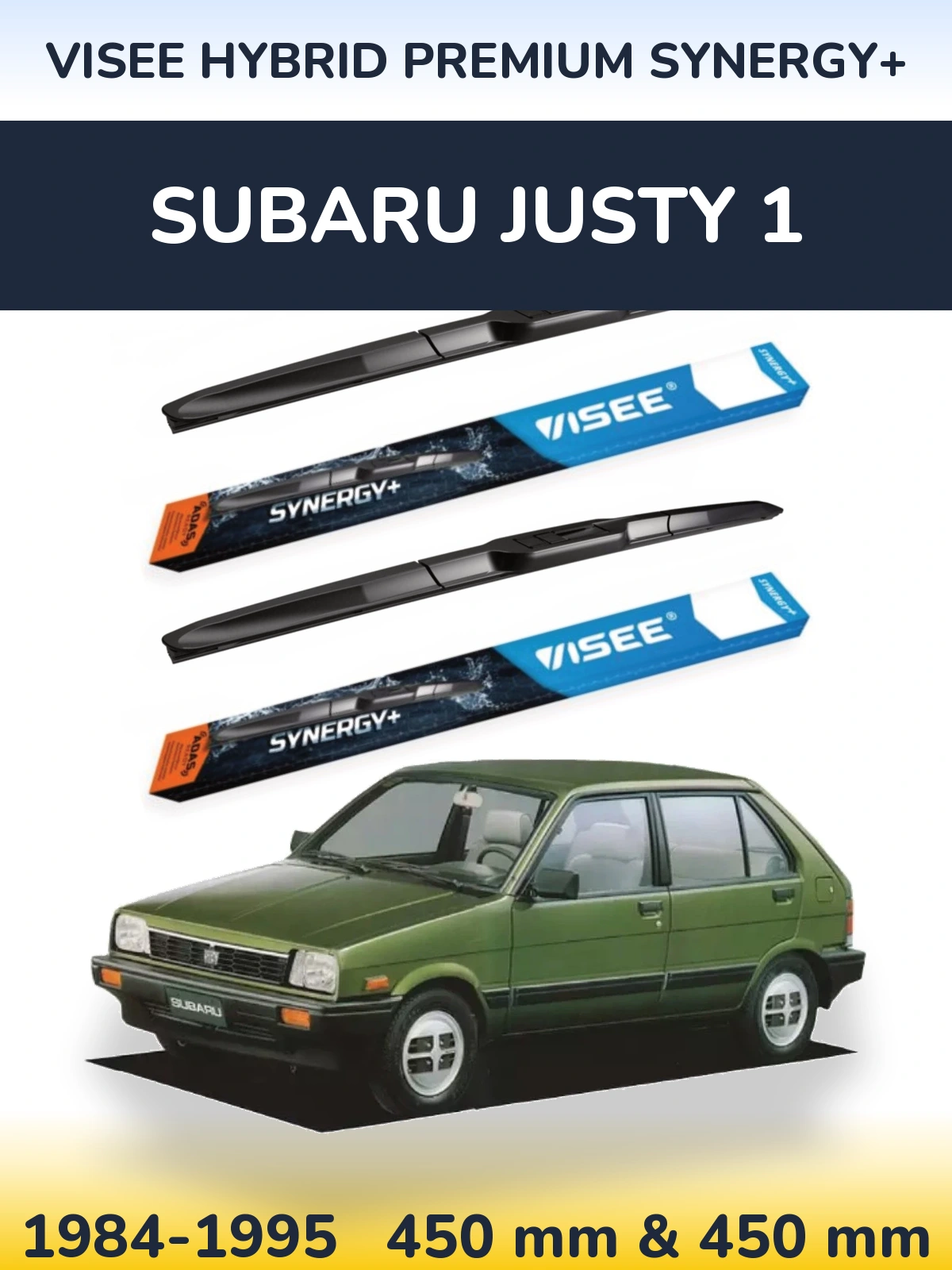 Комплект передних дворников VISEE HYBRID PREMIUM SYNERGY+ 450 & 450 мм для Subaru Justy 1 1984-1995