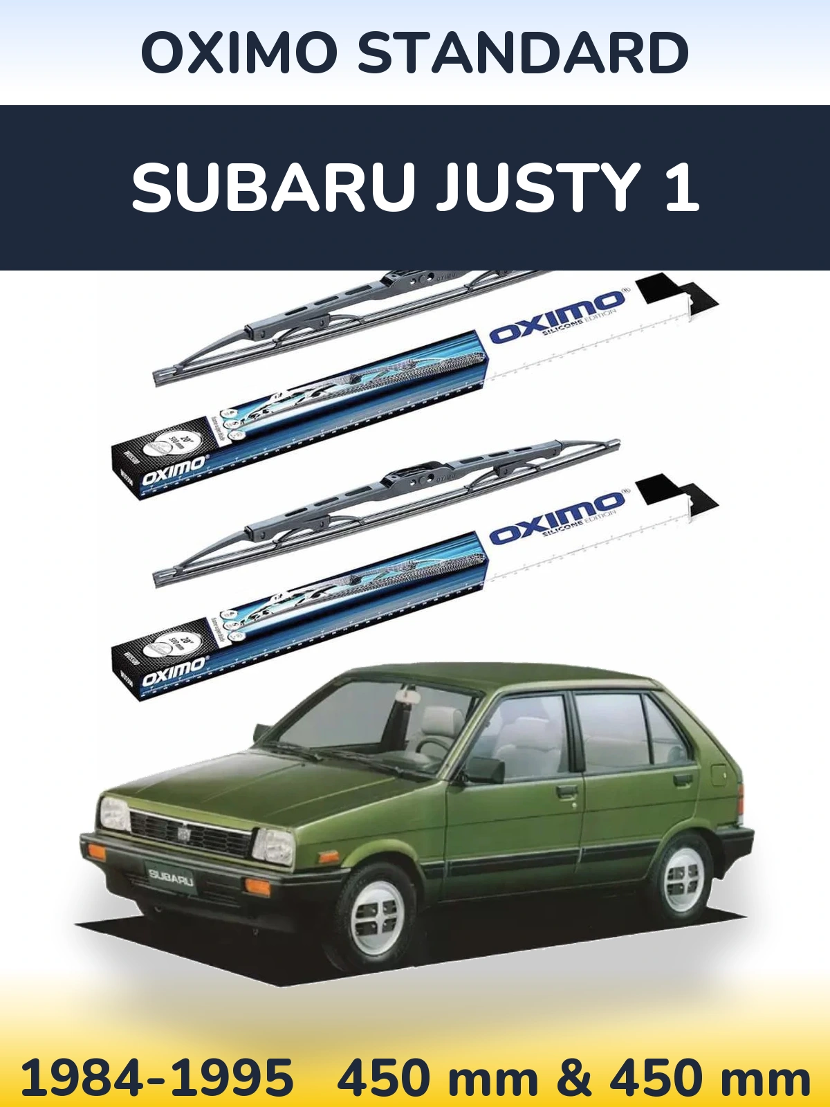 Комплект передних дворников Oximo Standard 450 & 450 мм для Subaru Justy 1 1984-1995