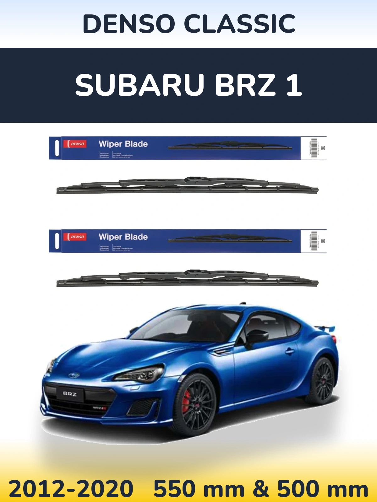 Komplet przednich wycieraczek Denso Classic 550 & 500 mm do Subaru BRZ 1 2012-2020