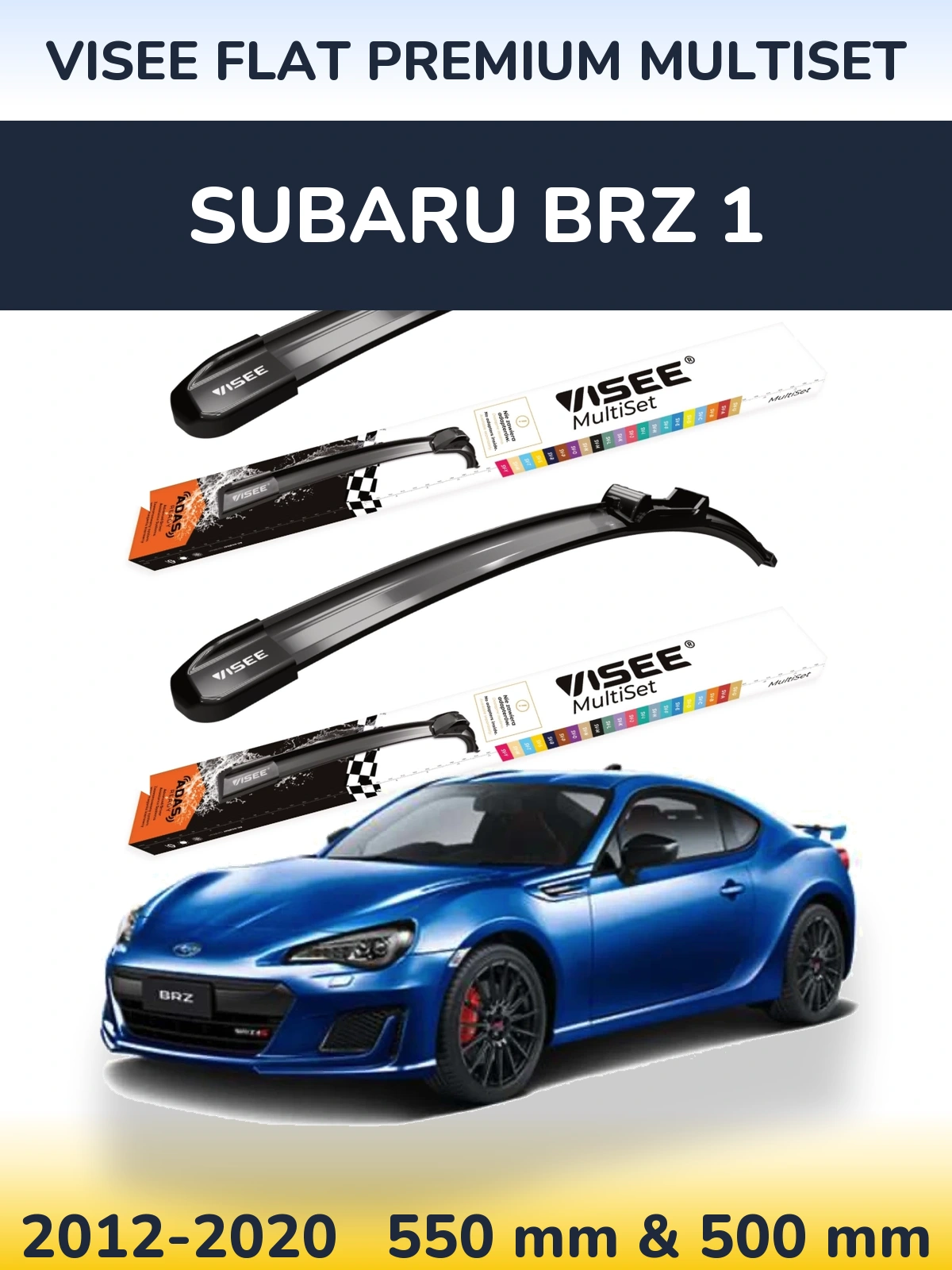 Komplet przednich wycieraczek VISEE FLAT PREMIUM MultiSet 550 & 500 mm do Subaru BRZ 1 2012-2020