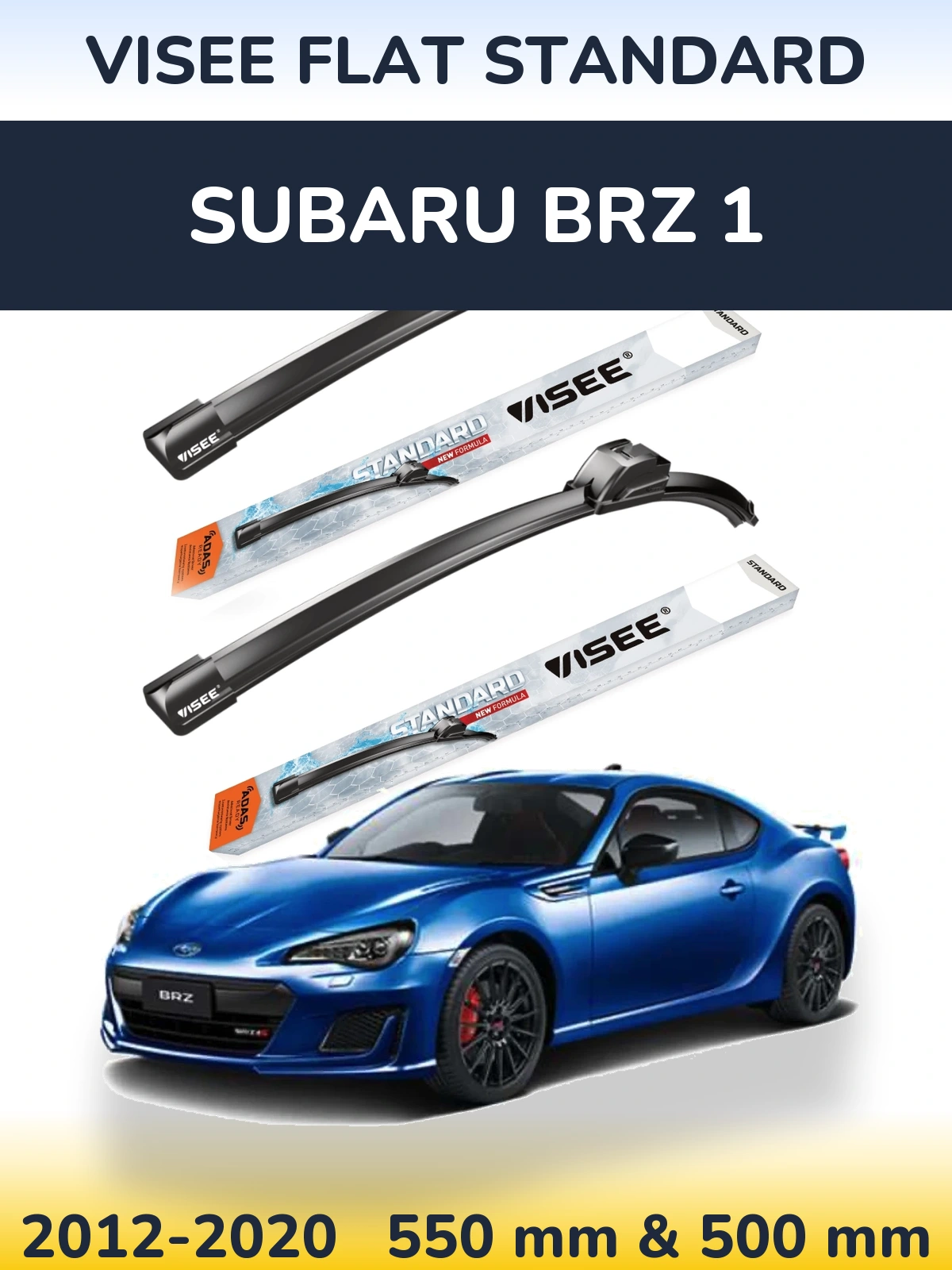 Komplet przednich wycieraczek VISEE FLAT STANDARD 550 & 500 mm do Subaru BRZ 1 2012-2020
