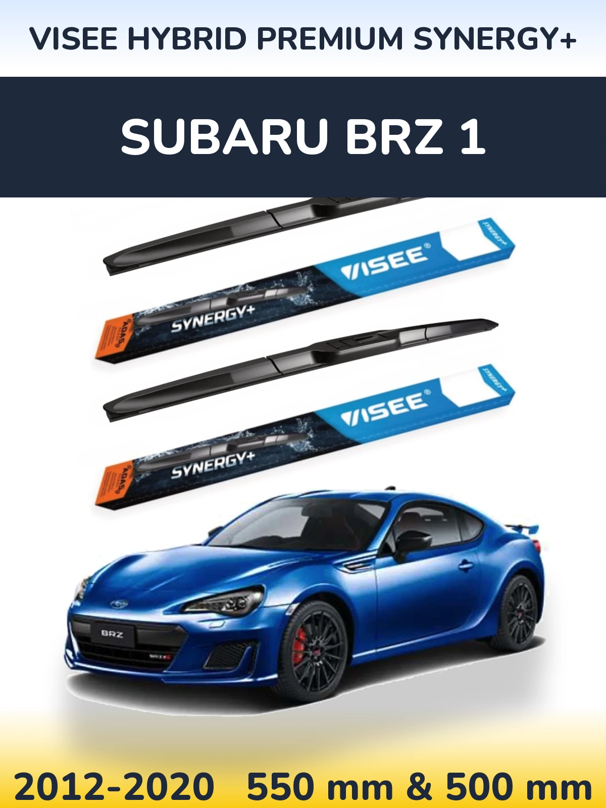 Komplet przednich wycieraczek VISEE HYBRID PREMIUM SYNERGY+ 550 & 500 mm do Subaru BRZ 1 2012-2020