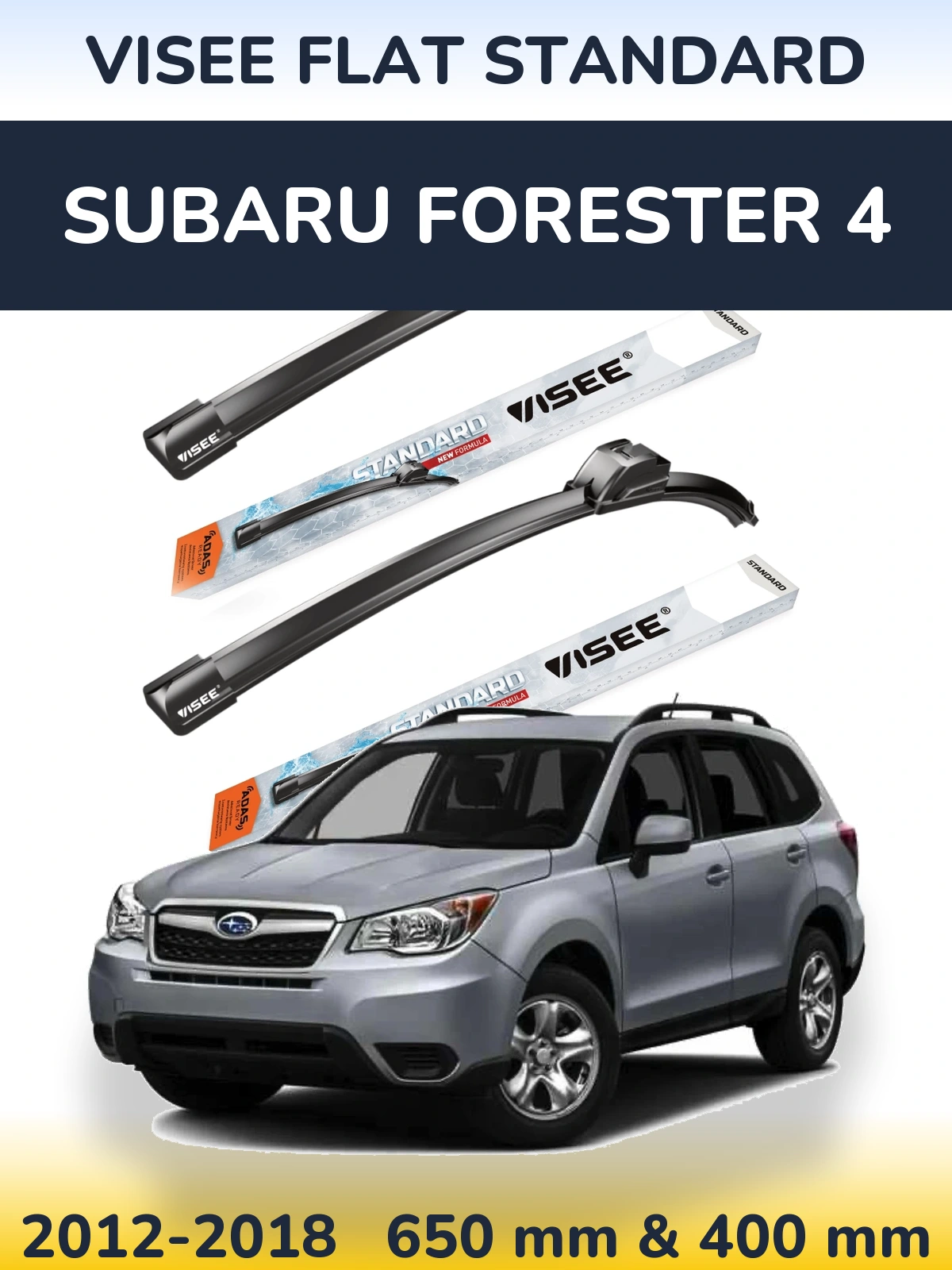 Komplet przednich wycieraczek VISEE FLAT STANDARD 650 & 400 mm do Subaru Forester 4 2012-2018
