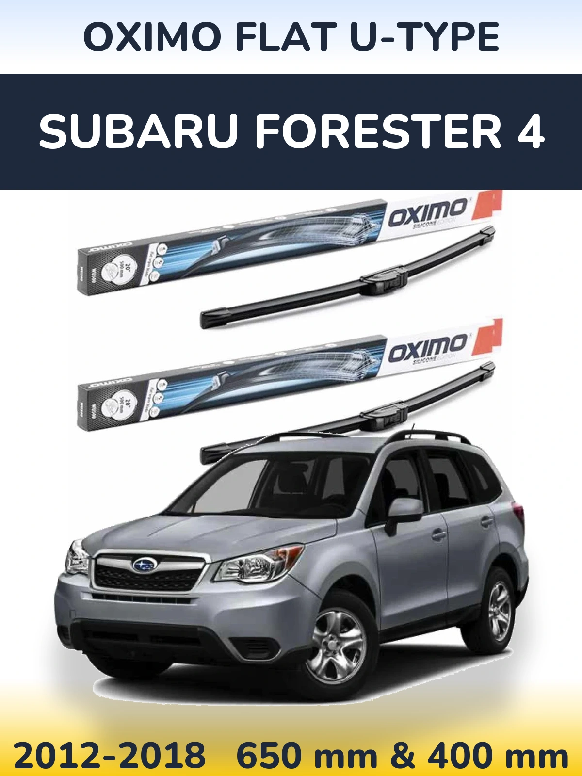 Komplet przednich wycieraczek Oximo Flat U-type 650 & 400 mm do Subaru Forester 4 2012-2018