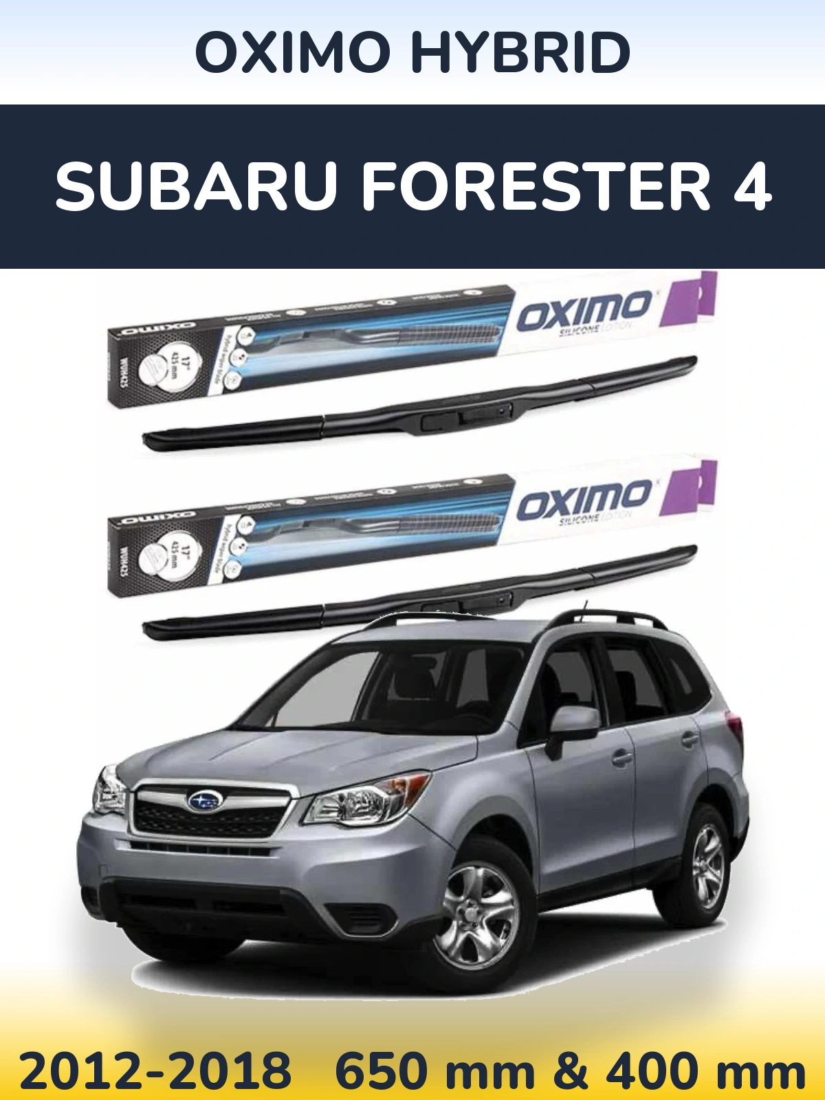 Komplet przednich wycieraczek Oximo Hybrid 650 & 400 mm do Subaru Forester 4 2012-2018