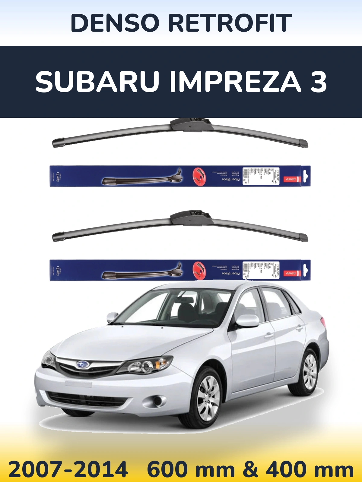 Komplet przednich wycieraczek Denso Retrofit 600 & 400 mm do Subaru Impreza 3 2007-2014