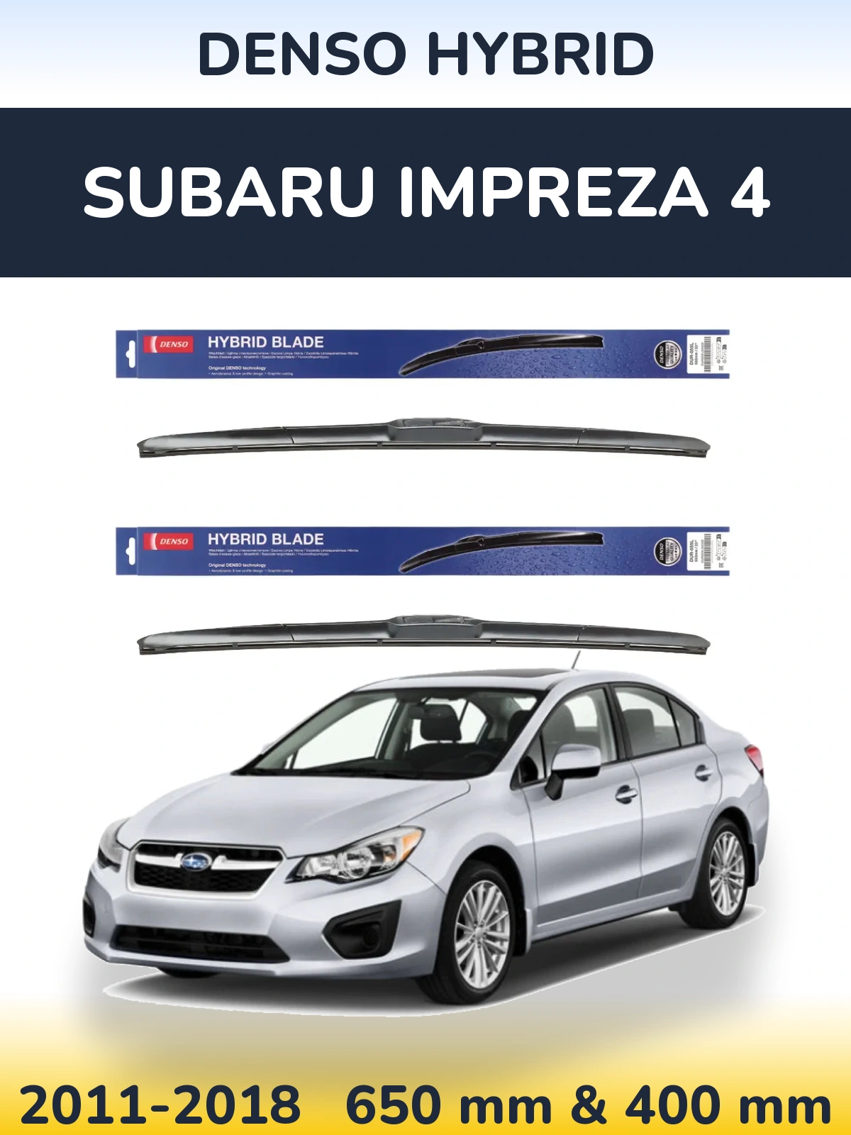 Komplet przednich wycieraczek Denso Hybrid 650 & 400 mm do Subaru Impreza 4 2011-2018
