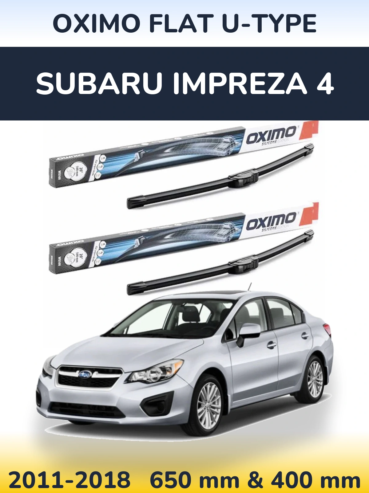 Komplet przednich wycieraczek Oximo Flat U-type 650 & 400 mm do Subaru Impreza 4 2011-2018