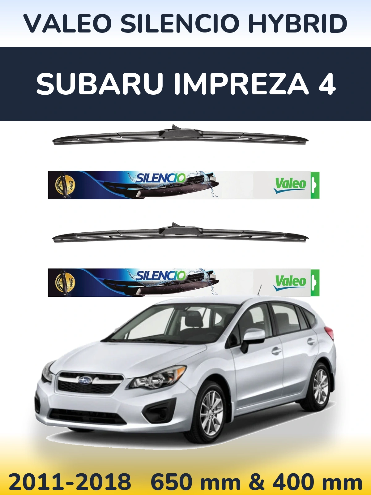 Komplet przednich wycieraczek Valeo Silencio Hybrid 650 & 400 mm do Subaru Impreza 4 2011-2018