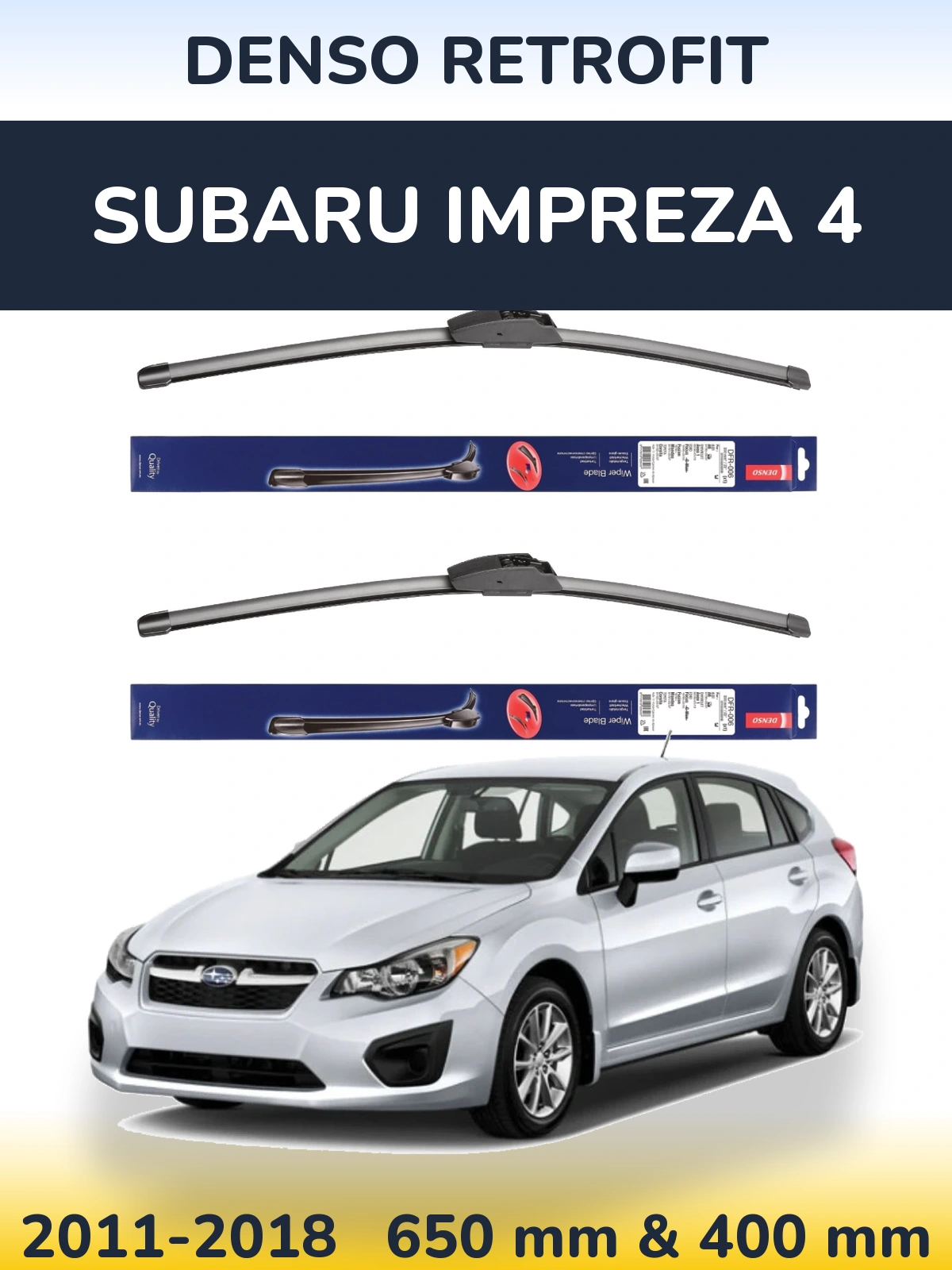 Komplet przednich wycieraczek Denso Retrofit 650 & 400 mm do Subaru Impreza 4 2011-2018