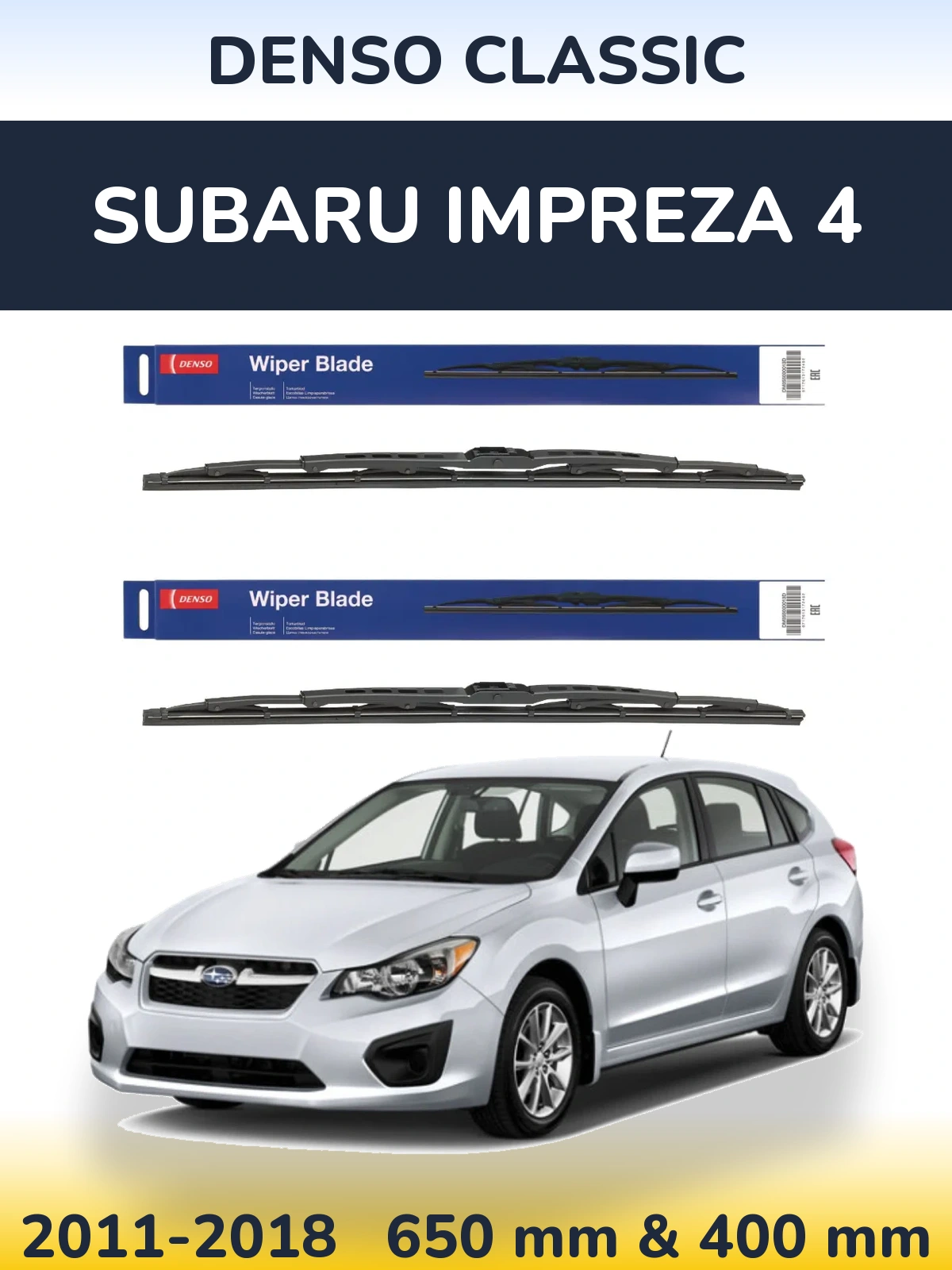 Komplet przednich wycieraczek Denso Classic 650 & 400 mm do Subaru Impreza 4 2011-2018