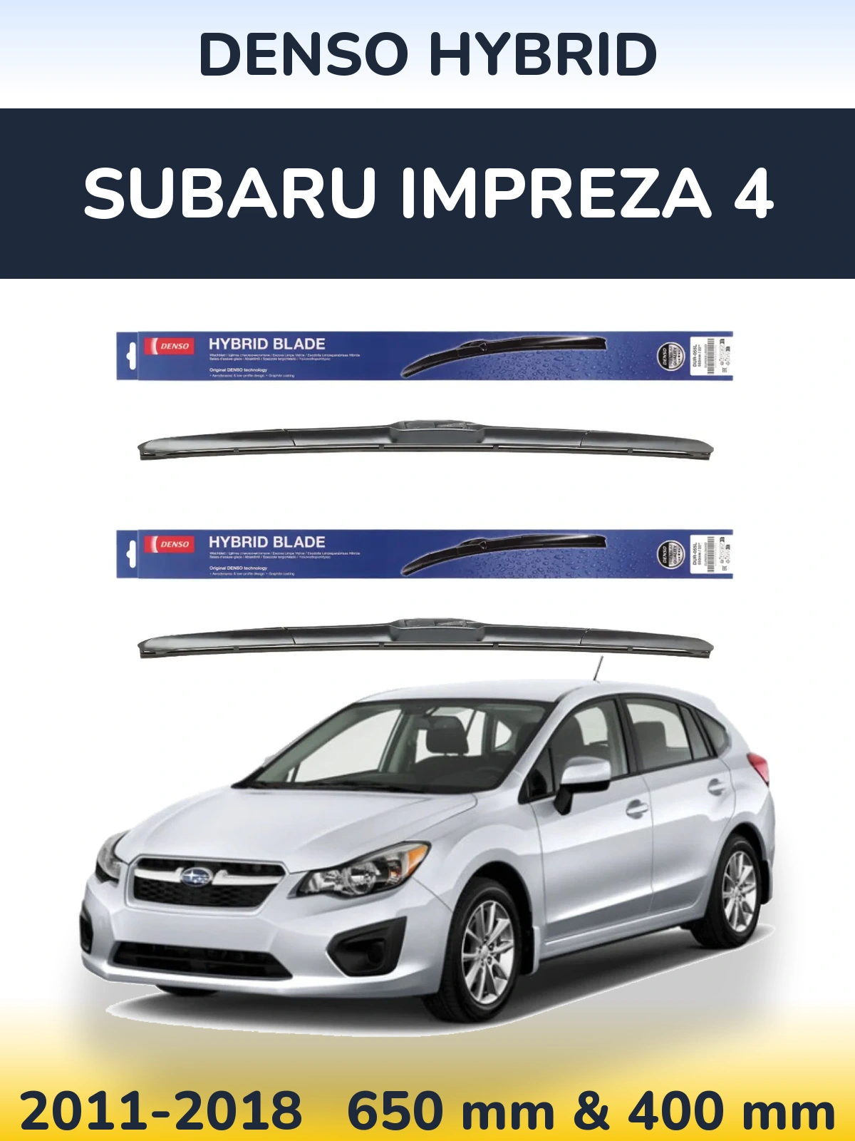 Komplet przednich wycieraczek Denso Hybrid 650 & 400 mm do Subaru Impreza 4 2011-2018
