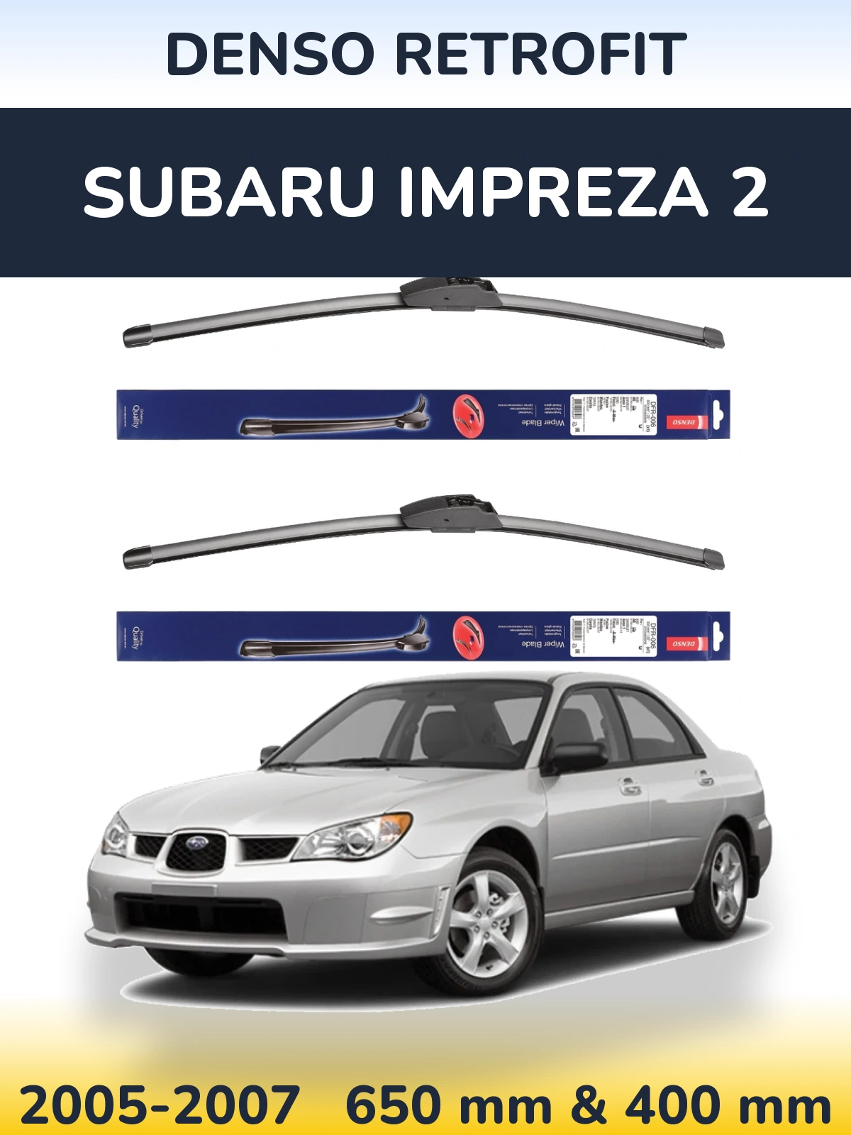 Komplet przednich wycieraczek Denso Retrofit 650 & 400 mm do Subaru Impreza 2 2005-2007