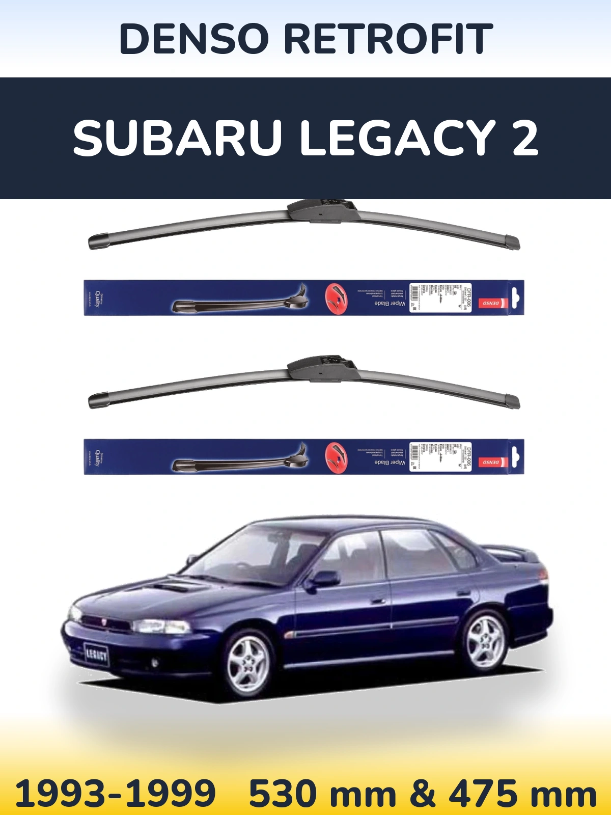 Комплект передних дворников Denso Retrofit 530 & 475 мм для Subaru Legacy 2 1993-1999
