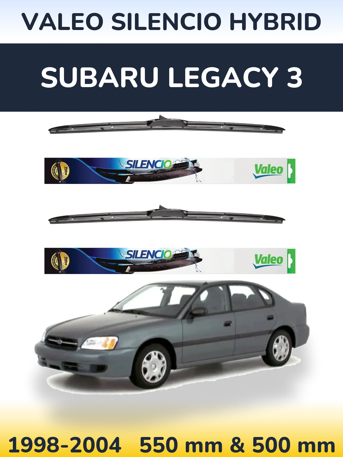 Комплект передних дворников Valeo Silencio Hybrid 550 & 500 мм для Subaru Legacy 3 1998-2004