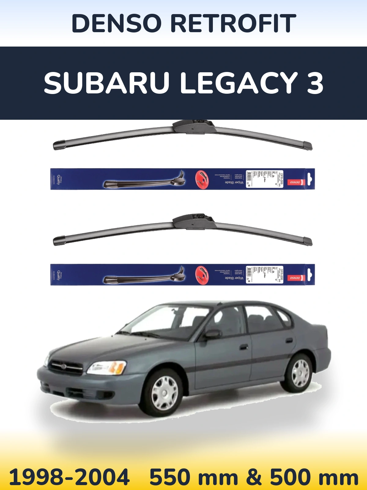 Komplet przednich wycieraczek Denso Retrofit 550 & 500 mm do Subaru Legacy 3 1998-2004