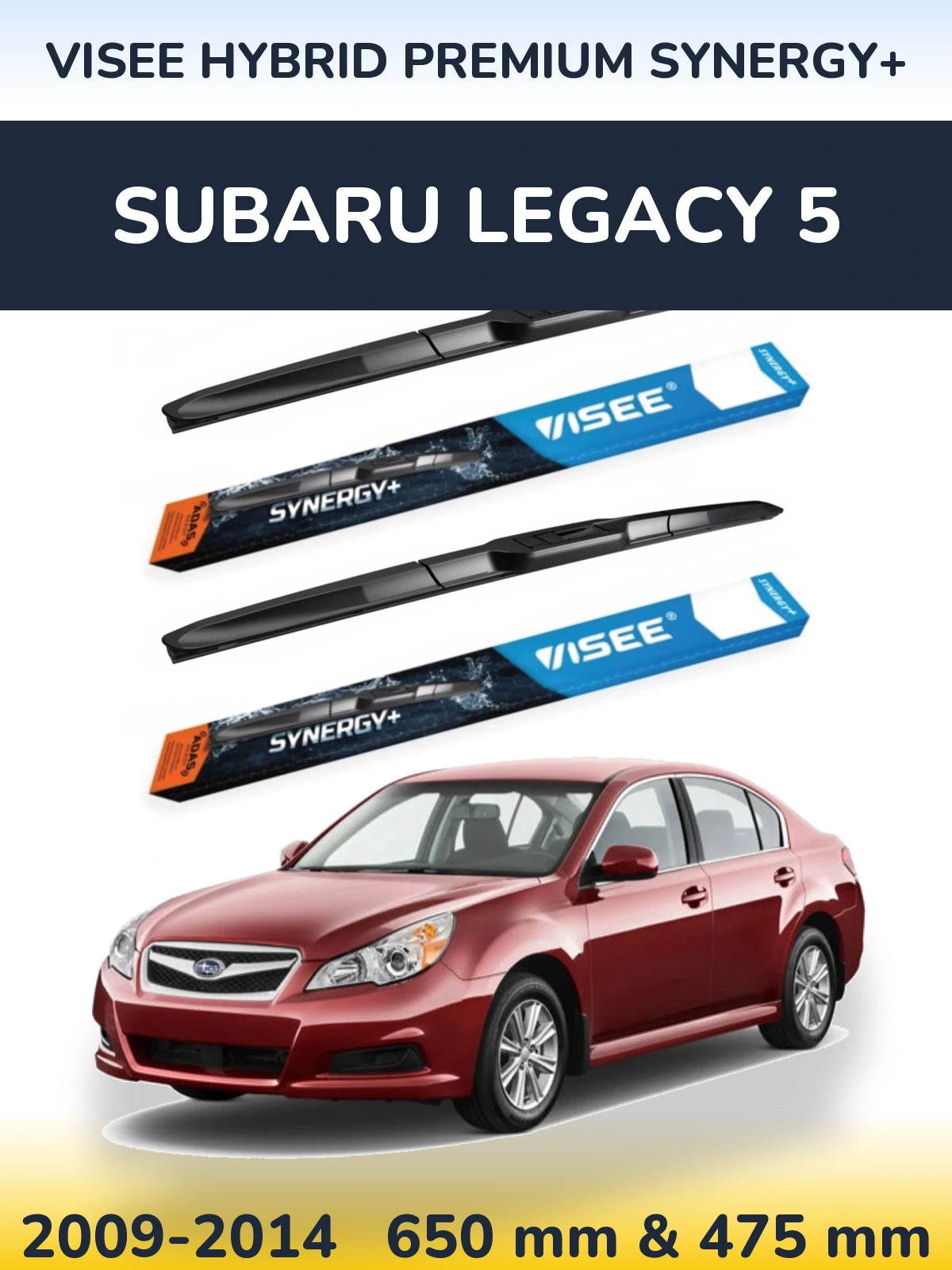 Komplet przednich wycieraczek VISEE HYBRID PREMIUM SYNERGY+ 650 & 475 mm do Subaru Legacy 5 2009-2014