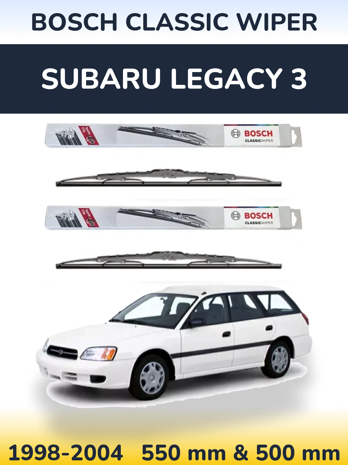 Komplet przednich wycieraczek BOSCH Classic Wiper 550 & 500 mm do Subaru Legacy 3 1998-2004