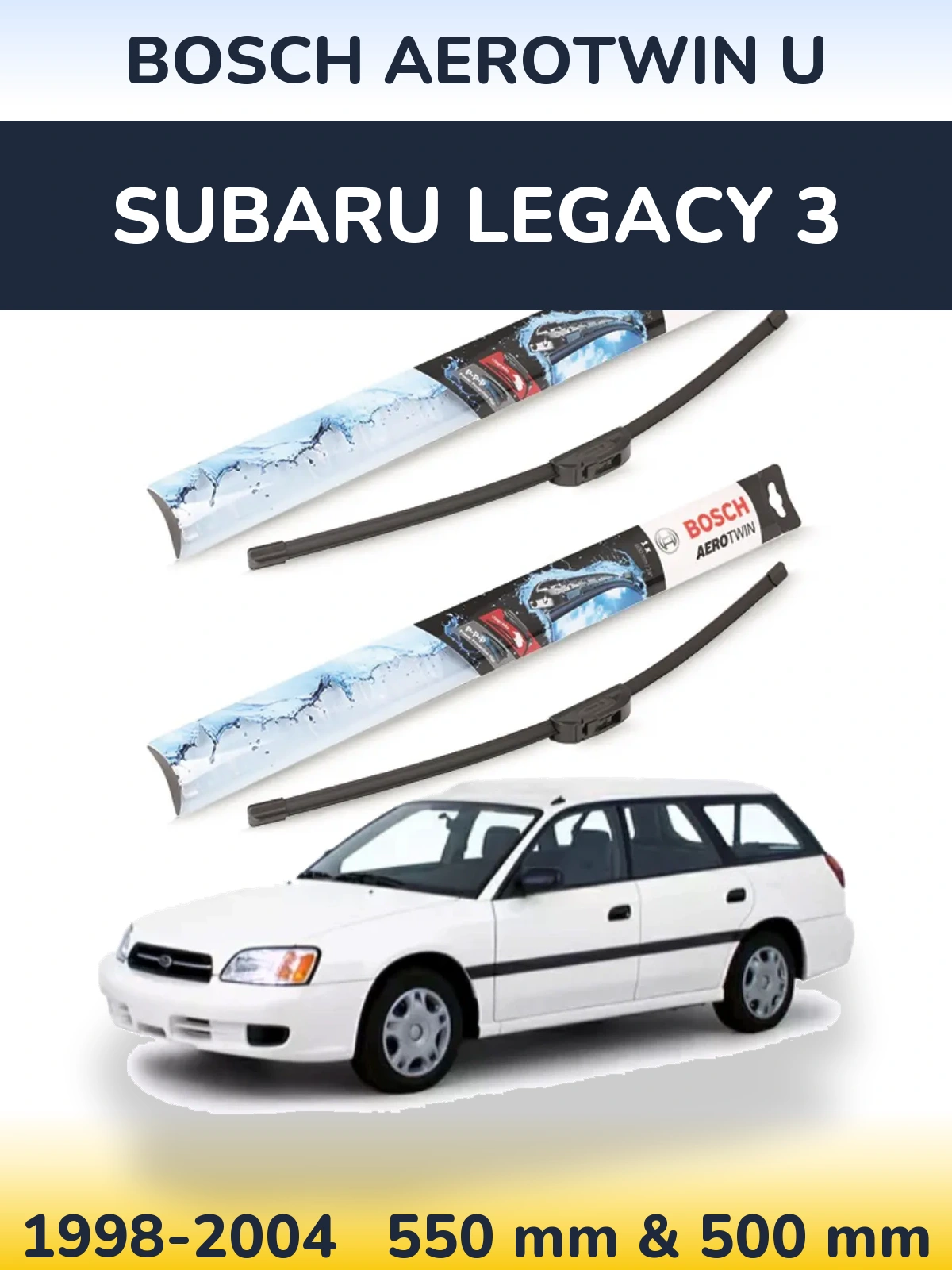 Комплект передних дворников BOSCH AeroTwin U 550 & 500 мм для Subaru Legacy 3 1998-2004