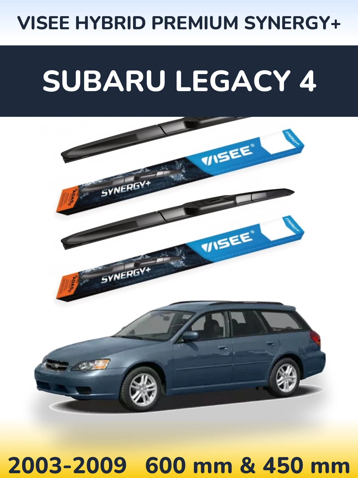 Komplet przednich wycieraczek VISEE HYBRID PREMIUM SYNERGY+ 600 & 450 mm do Subaru Legacy 4 2003-2009