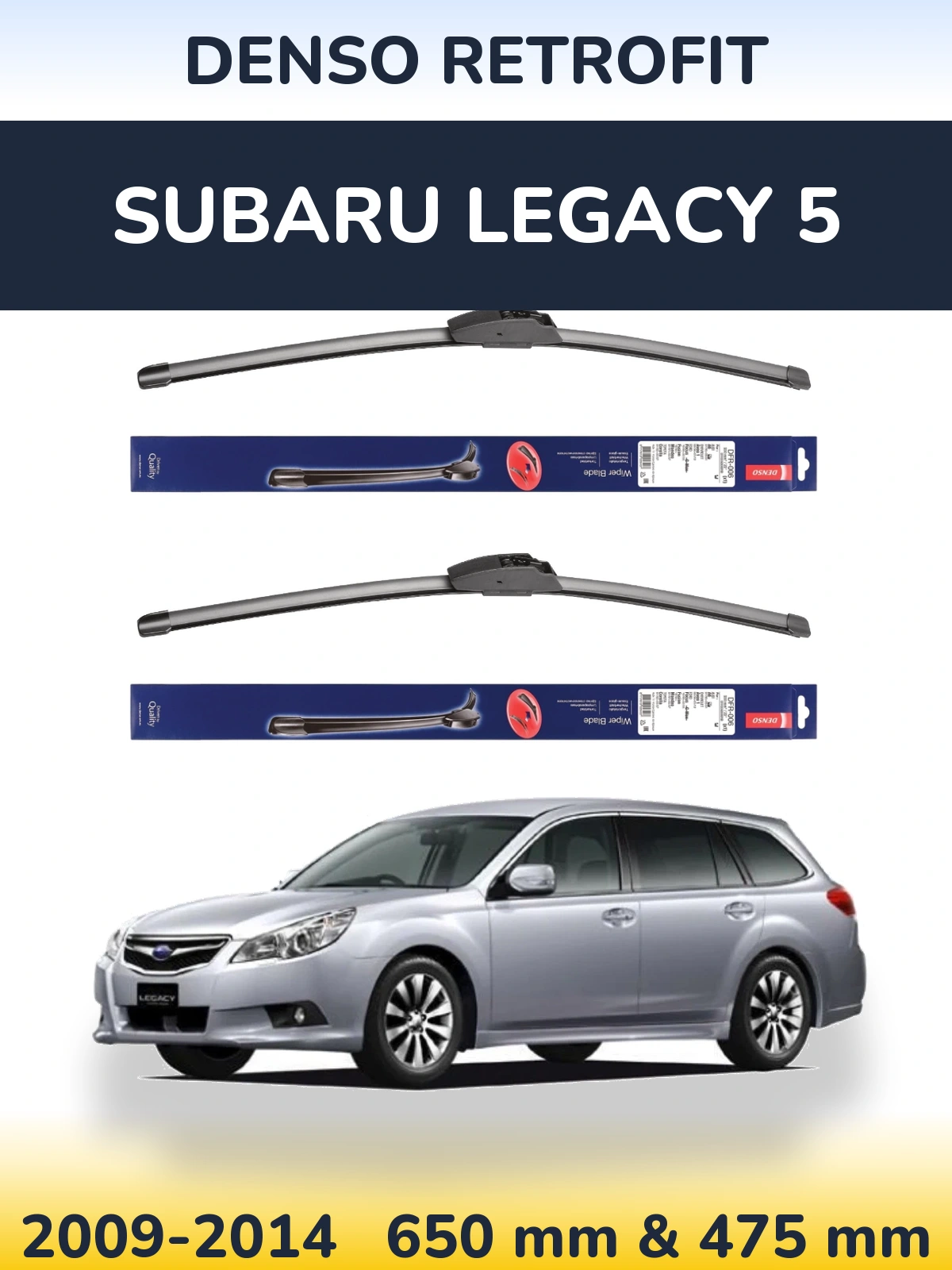 Komplet przednich wycieraczek Denso Retrofit 650 & 475 mm do Subaru Legacy 5 2009-2014