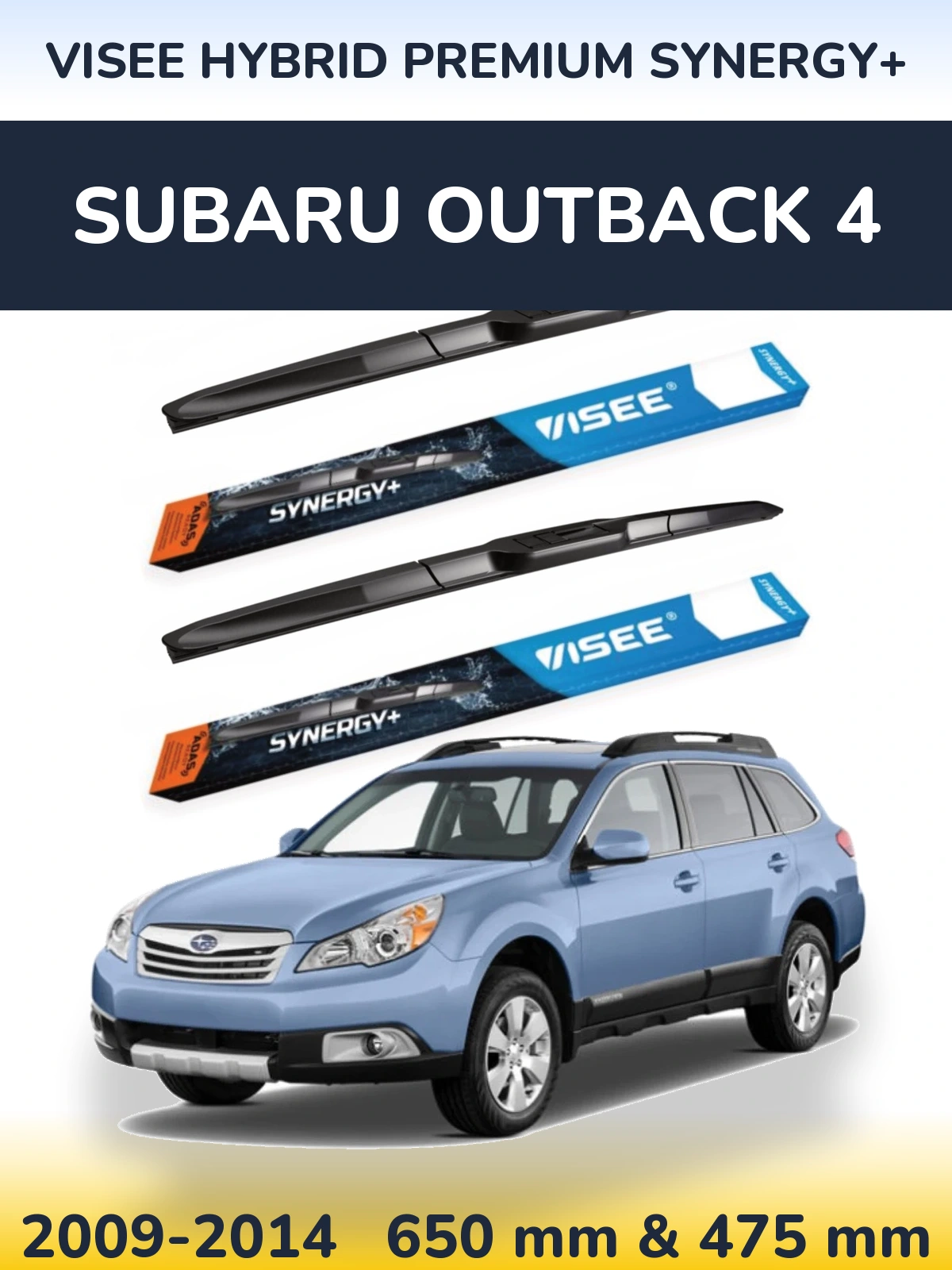 Komplet przednich wycieraczek VISEE HYBRID PREMIUM SYNERGY+ 650 & 475 mm do Subaru Outback 4 2009-2014