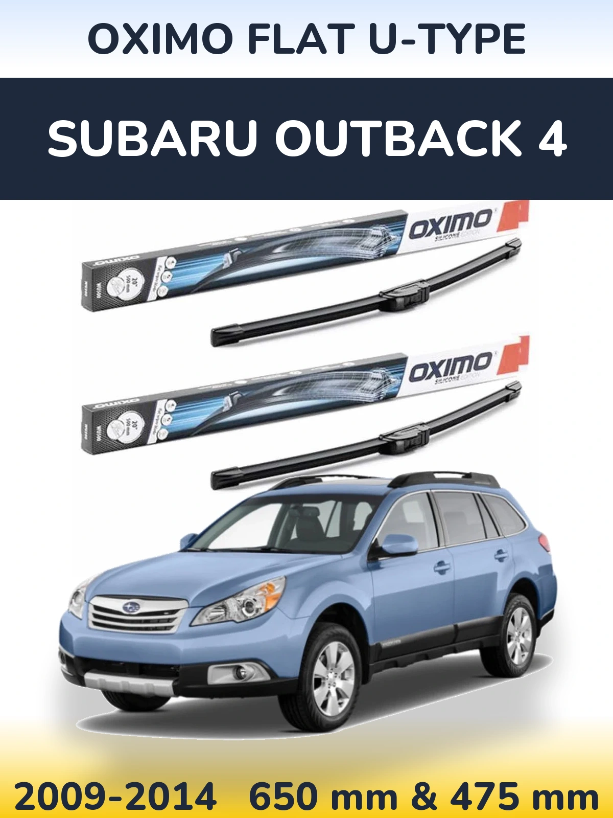 Komplet przednich wycieraczek Oximo Flat U-type 650 & 475 mm do Subaru Outback 4 2009-2014