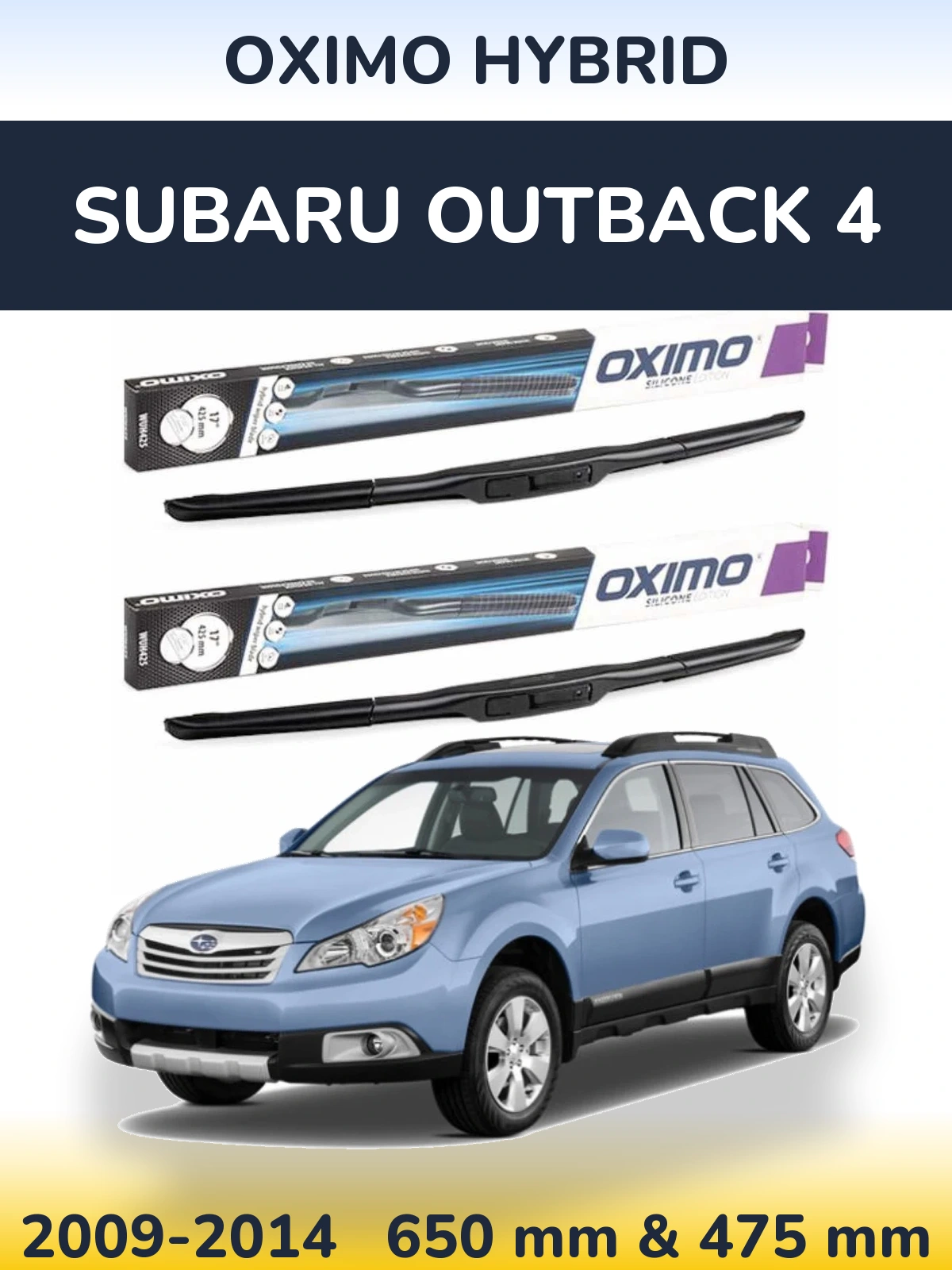 Komplet przednich wycieraczek Oximo Hybrid 650 & 475 mm do Subaru Outback 4 2009-2014