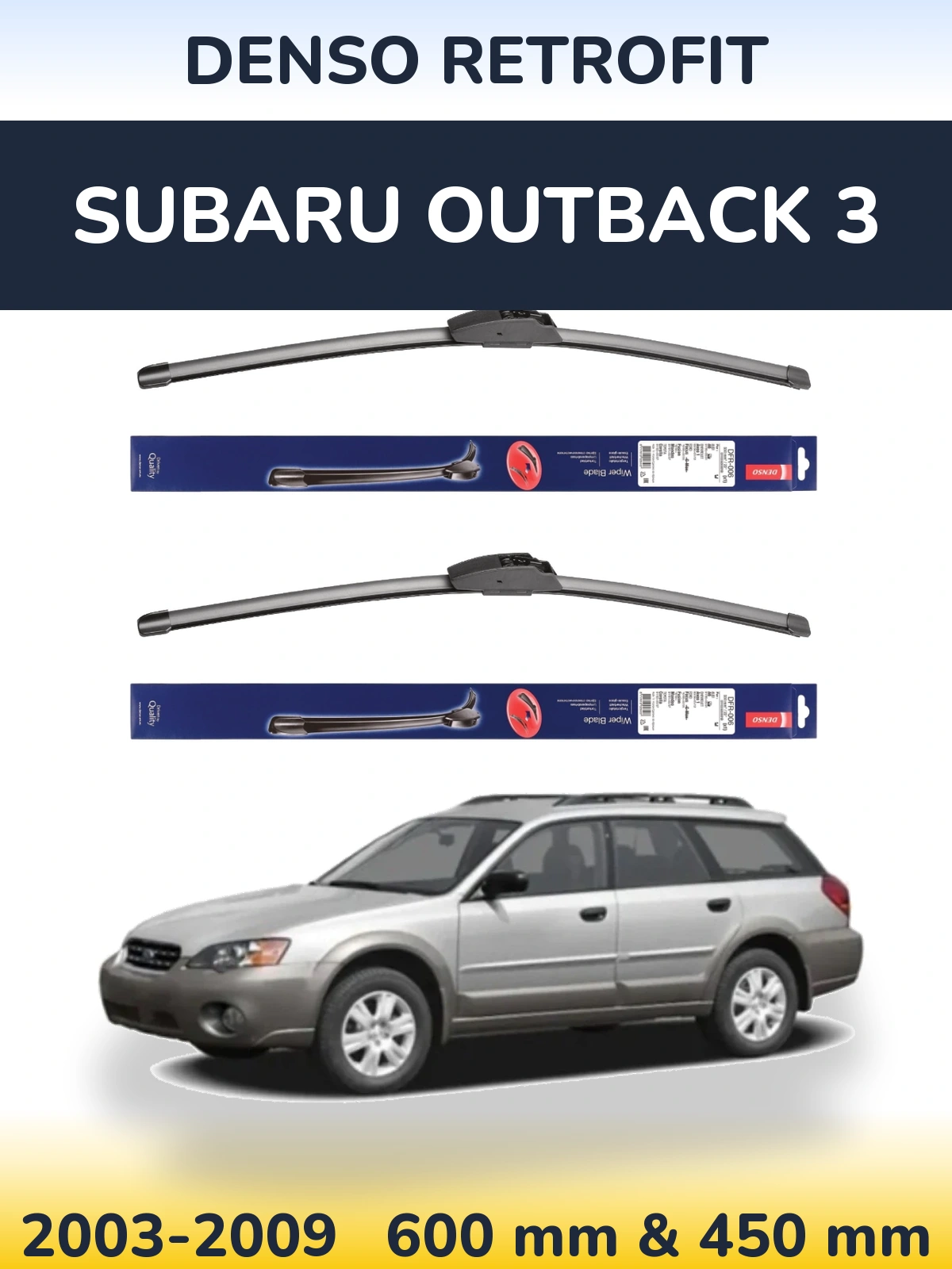 Komplet przednich wycieraczek Denso Retrofit 600 & 450 mm do Subaru Outback 3 2003-2009
