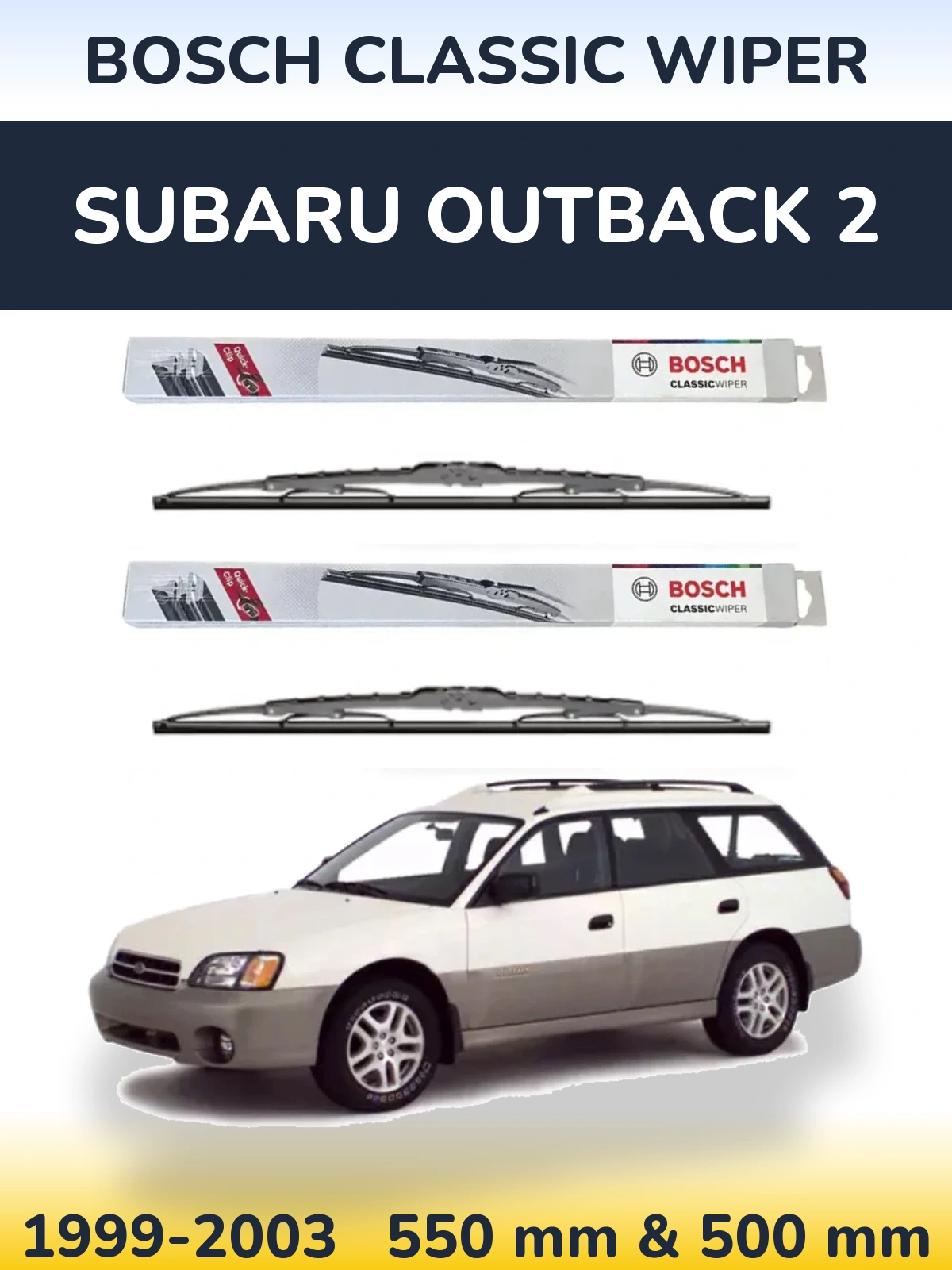 Komplet przednich wycieraczek BOSCH Classic Wiper 550 & 500 mm do Subaru Outback 2 1999-2003