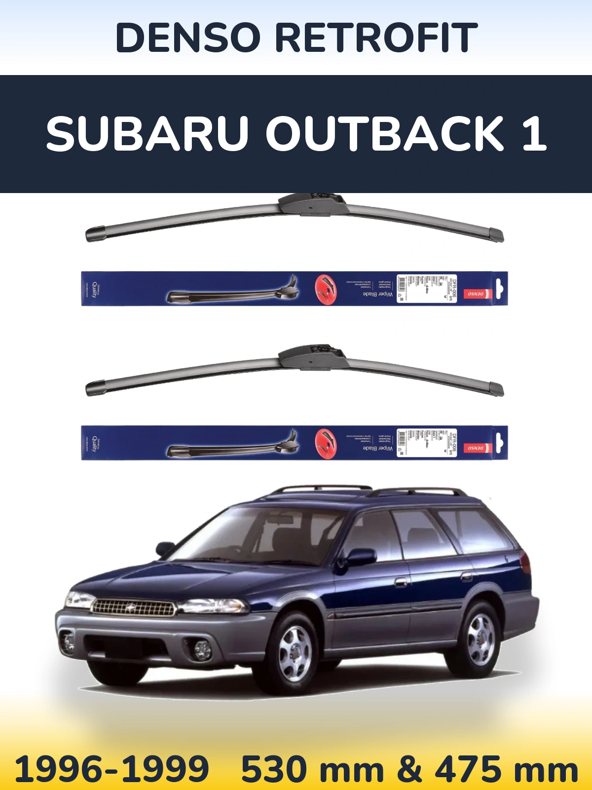 Komplet przednich wycieraczek Denso Retrofit 530 & 475 mm do Subaru Outback 1 1996-1999