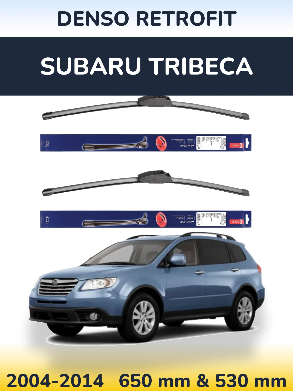 Komplet przednich wycieraczek Denso Retrofit 650 & 530 mm do Subaru Tribeca 2004-2014